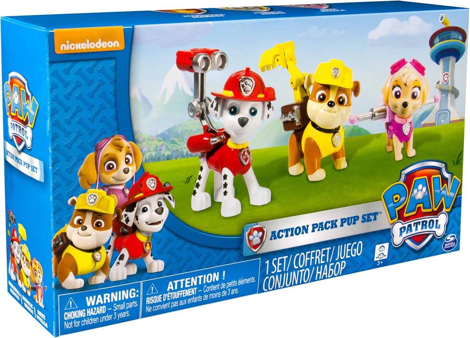 Paw Patrol Action Pack Pups 3pk Figure Set Marshall, Skye, Rubble