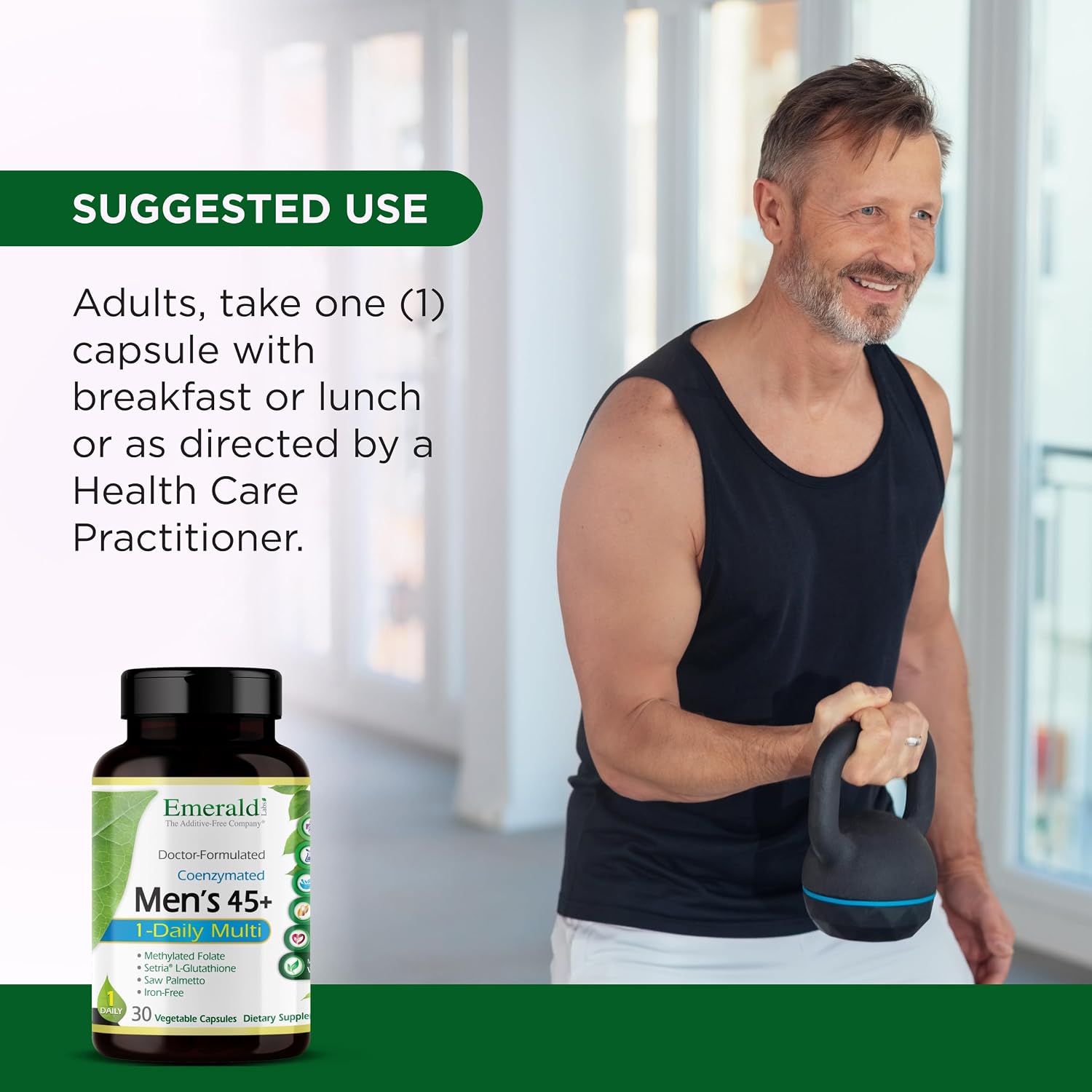 EMERALD LABS Men's 45 Plus 1-Daily Multi, 60 Capsules