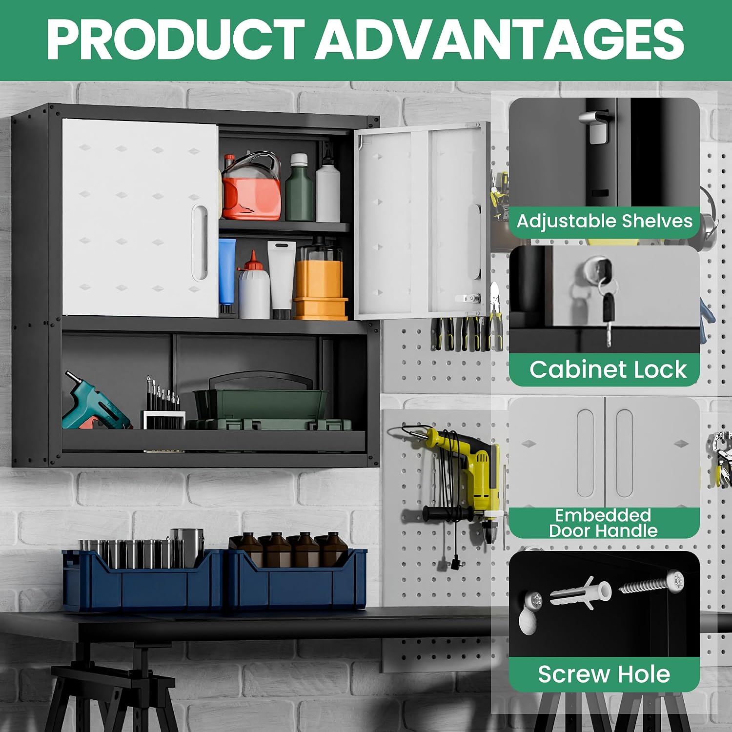 Garage Cabinets,Metal Garage Storage Cabinet with Wheels,Black Lockable Rolling Tool Cabinet with Drawer and Adjustable Shelves,Heavy Duty Tool Chest for Home Office Utility Room
