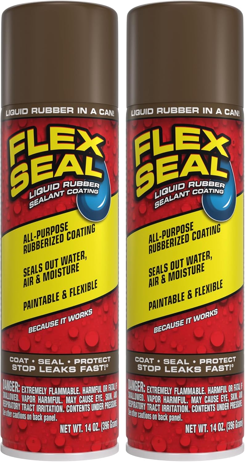 Flex Seal, 14 oz, 2-Pack, Black, Stop Leaks Instantly, Waterproof Rubber Spray On Sealant Coating, Perfect for Gutters, Wood, RV, Campers, Roof Repair, Skylights, Windows, and More