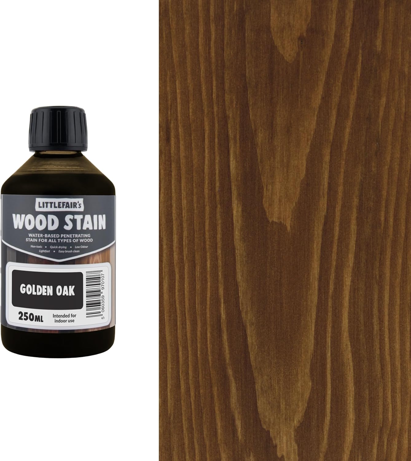 Littlefair's Wood Stain Water Based - 8.5oz/250ml - Indoor Furniture Stain Light & Dark Finishes - Special Non Toxic & Eco Friendly Formula - Wood Stain for Crafts - Color: Antique Stripped Pine