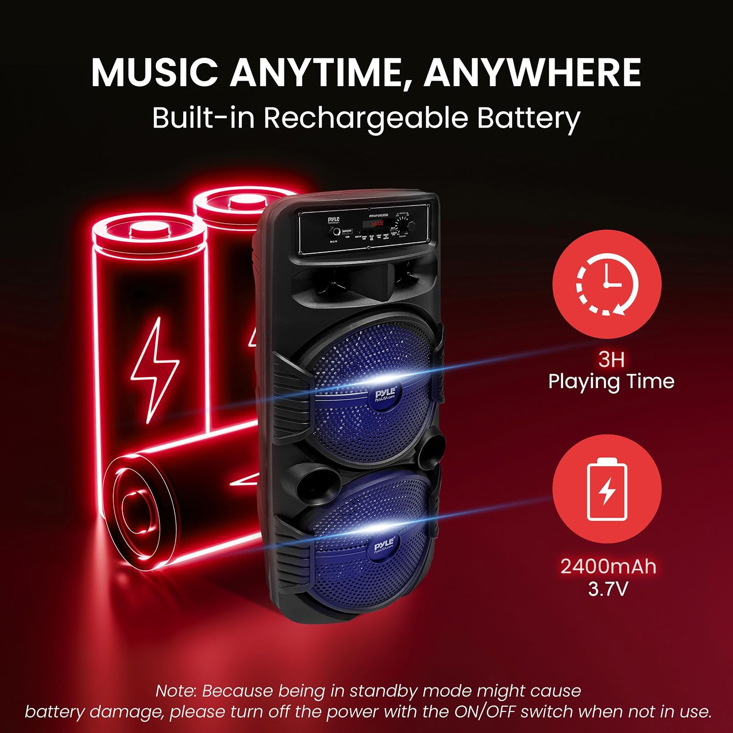 Pyle Wireless Active PA Speaker System - 1000W Portable High Powered Bluetooth Compatible Outdoor Sound Speaker w/ USB SD MP3 FM Radio AUX RCA LED DJ Lights - 35mm Stand Mount, Remote