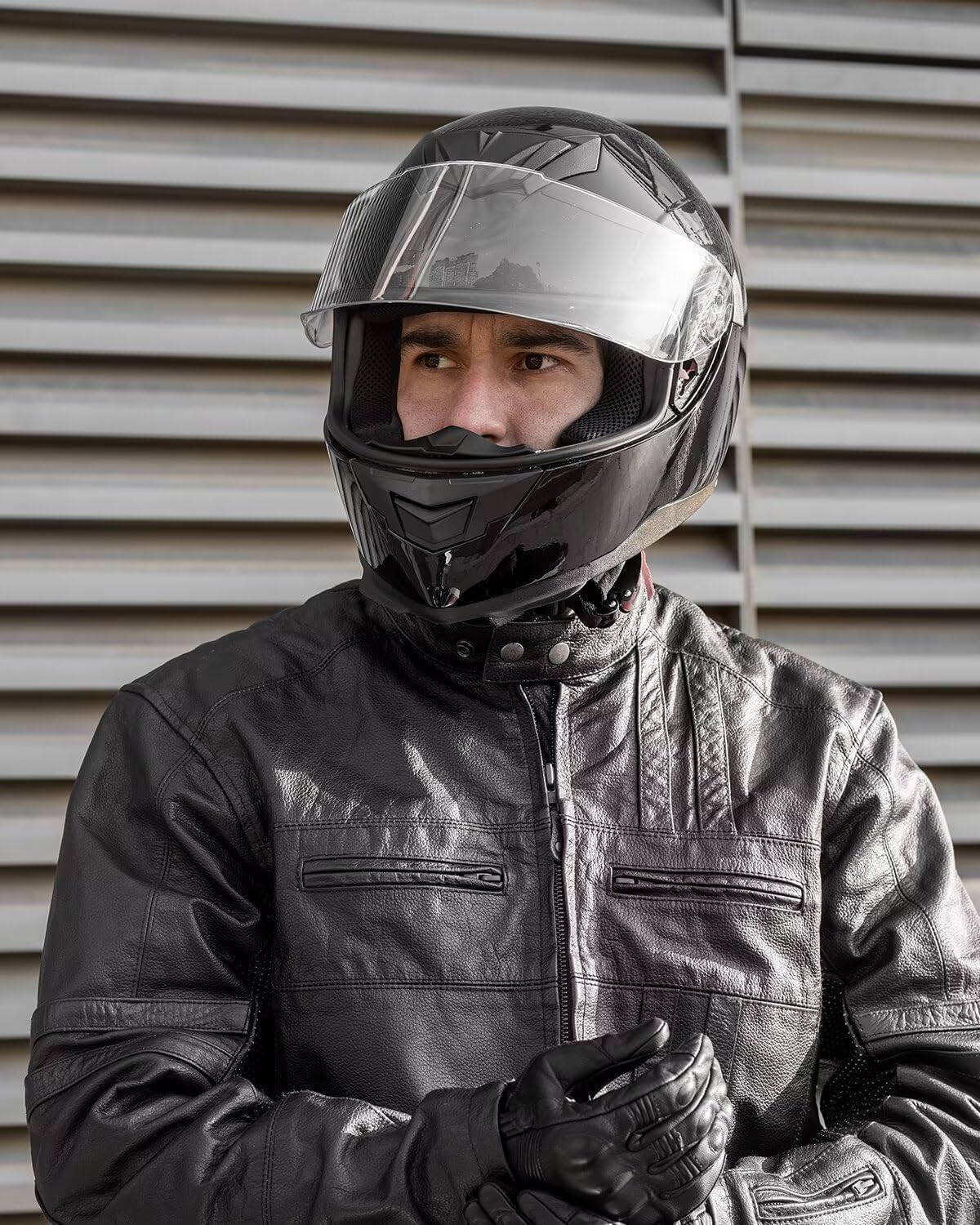 ILM Full Face Motorcycle Helmet for Motocross Street Bike DOT Certified 2 Visors Model-317(Gloss Black, L)
