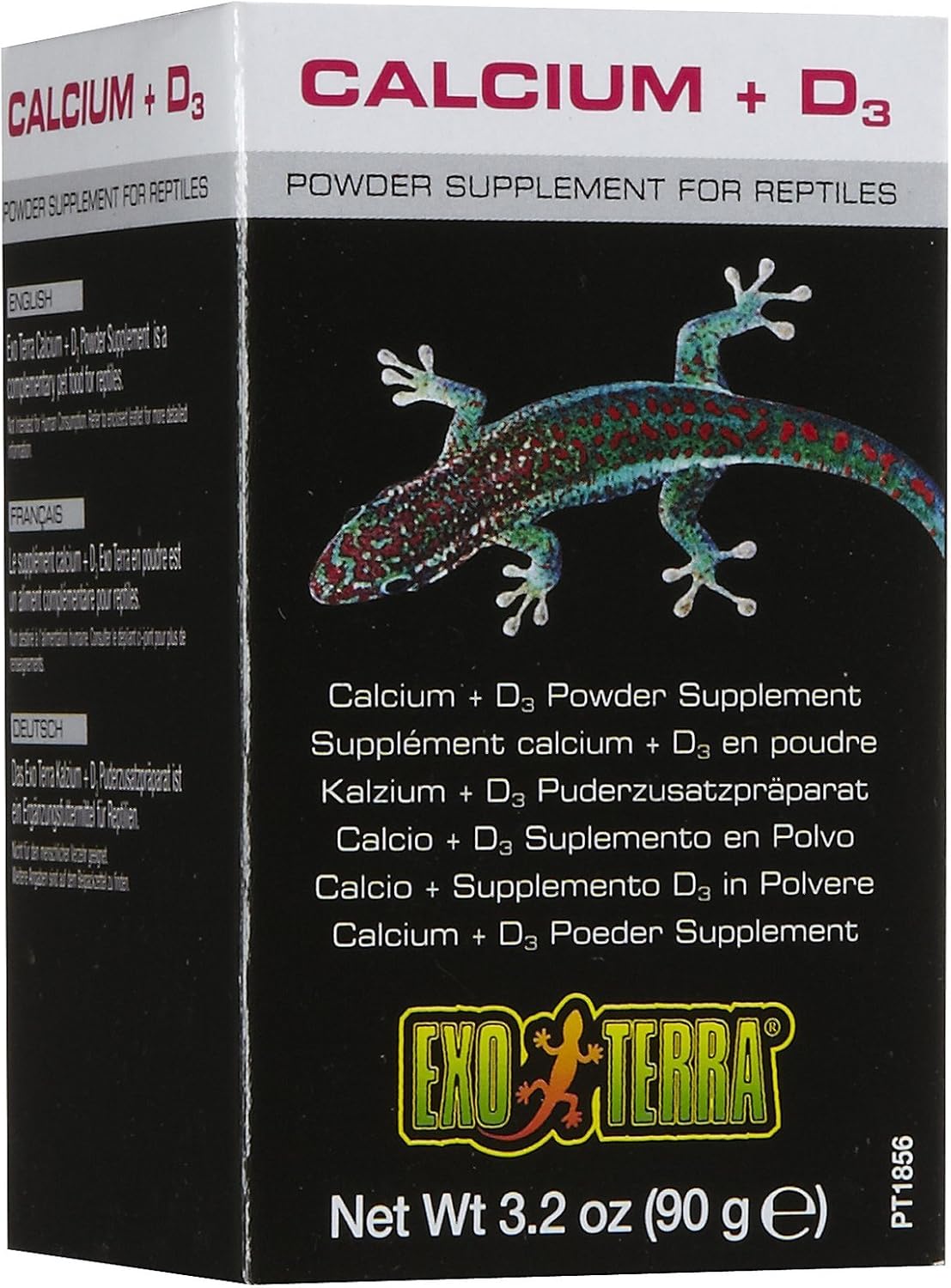 Exo Terra Calcium + D3 Powder, Ultra-fine, 3.2 oz. | Phosphorus Free Formula Boosts Bone Health & Calcium Absorption, Ideal for Insects, Fruits & Veggies