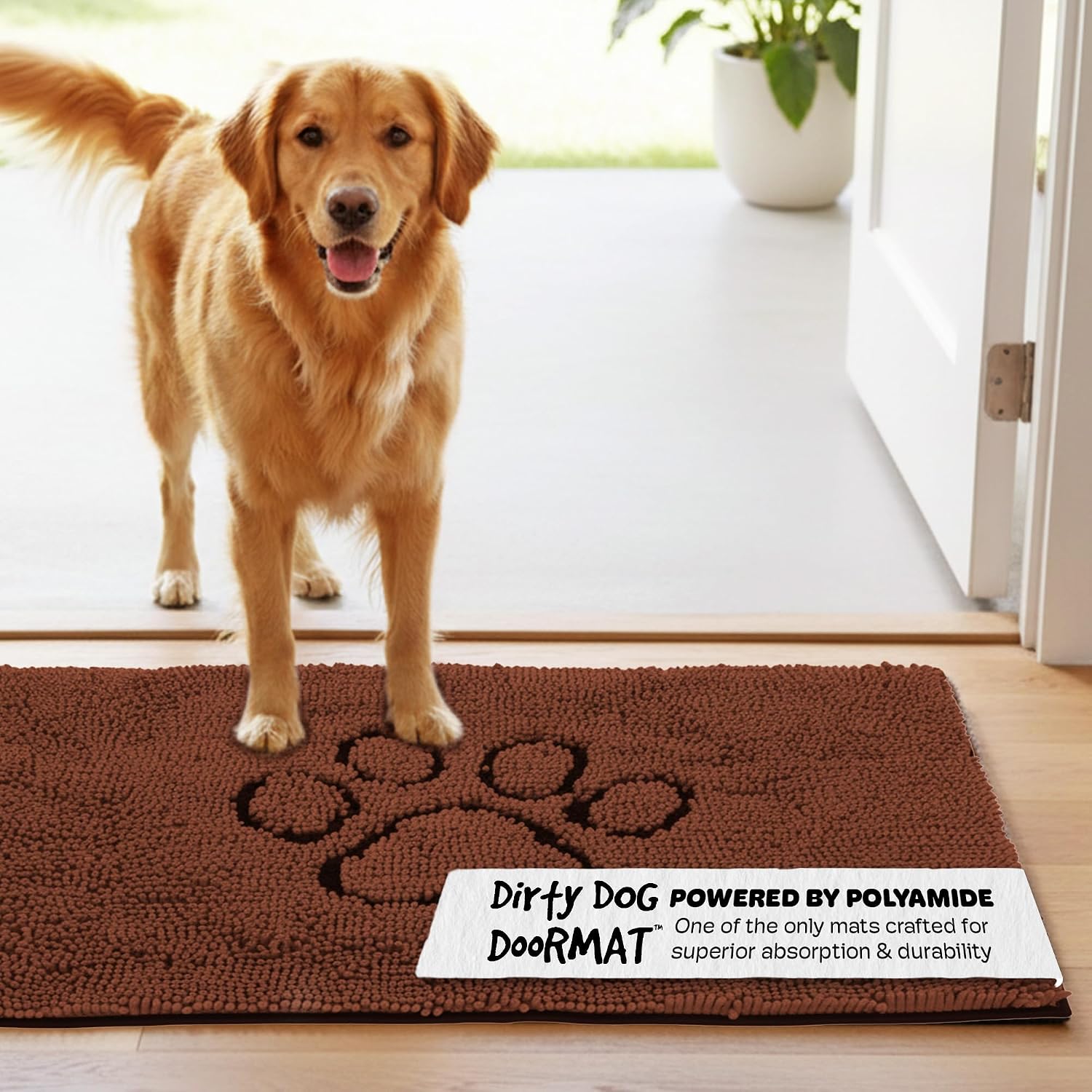 Dog Gone Smart Dirty Dog Doormat - Fast Drying Rug with Super Gripper Backing for Clean Floors - Super Absorbent and Machine Washable Mat for Muddy Paws - Grey