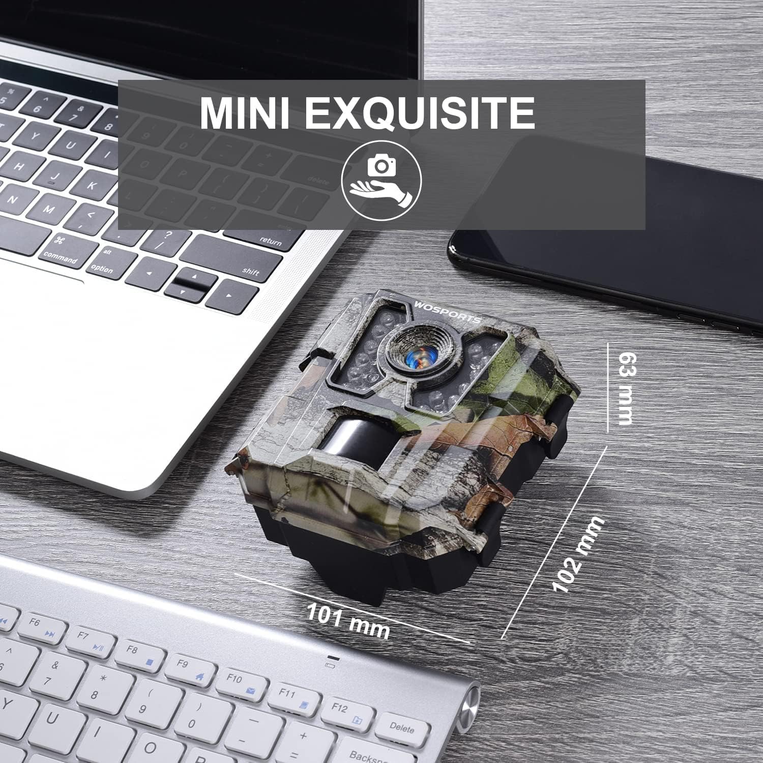 WOSPORTS Mini Trail Camera,30MP 1080P HD Game Camera Motion Activated with IR Night Vision Waterproof Video Deer Cam for Outdoor Wildlife Monitoring
