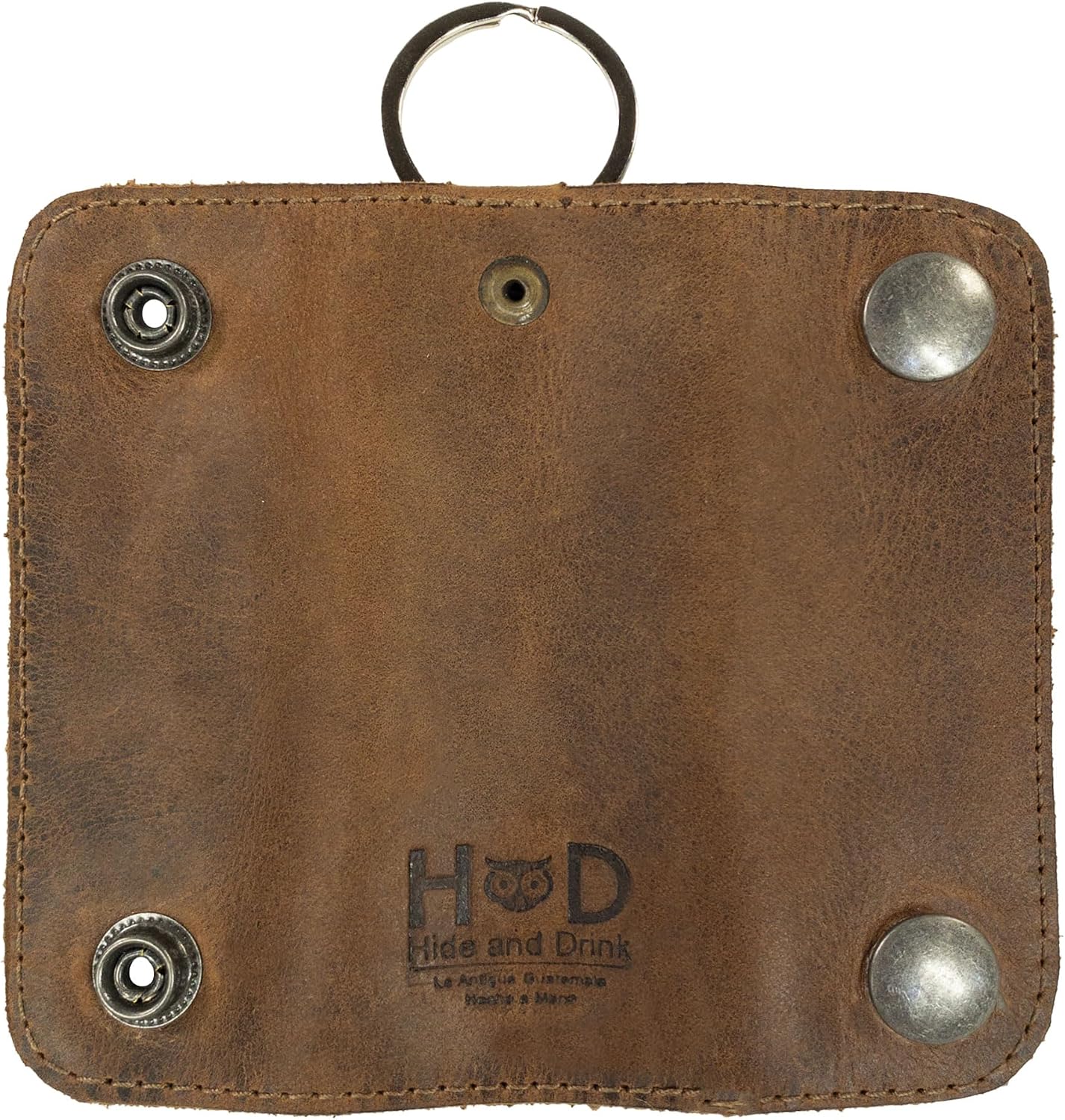 Hide & Drink, Leather Double Snap Key Holder, Key Ring Organizer, Accessories, Handmade :: Bourbon Brown