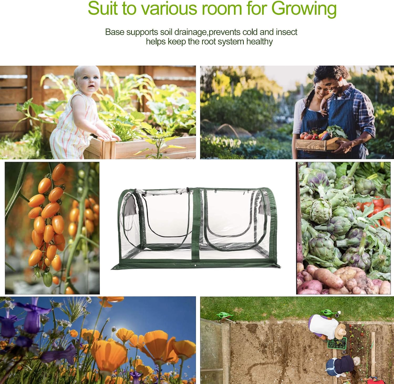 Porayhut Portable Greenhouse Tent, Easy Set-Up Gardening Flower House & Plant Sunshine Room with PVC Cover