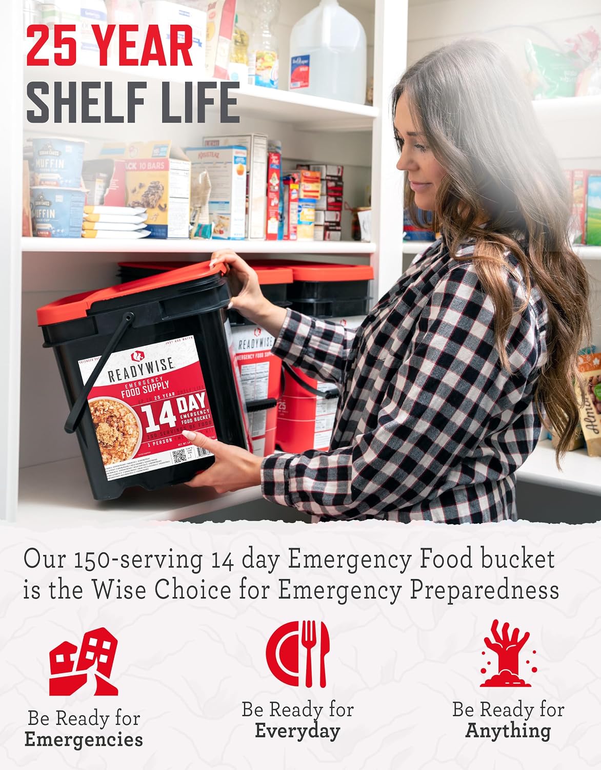 ReadyWise Emergency Food Supply - 72 Hour Survival Kit, 30 Servings of Protein Meals, Freeze Dried Food for Backpacking, Camping Essentials & Disaster Prepping Supplies, up to 25 Year Shelf Life