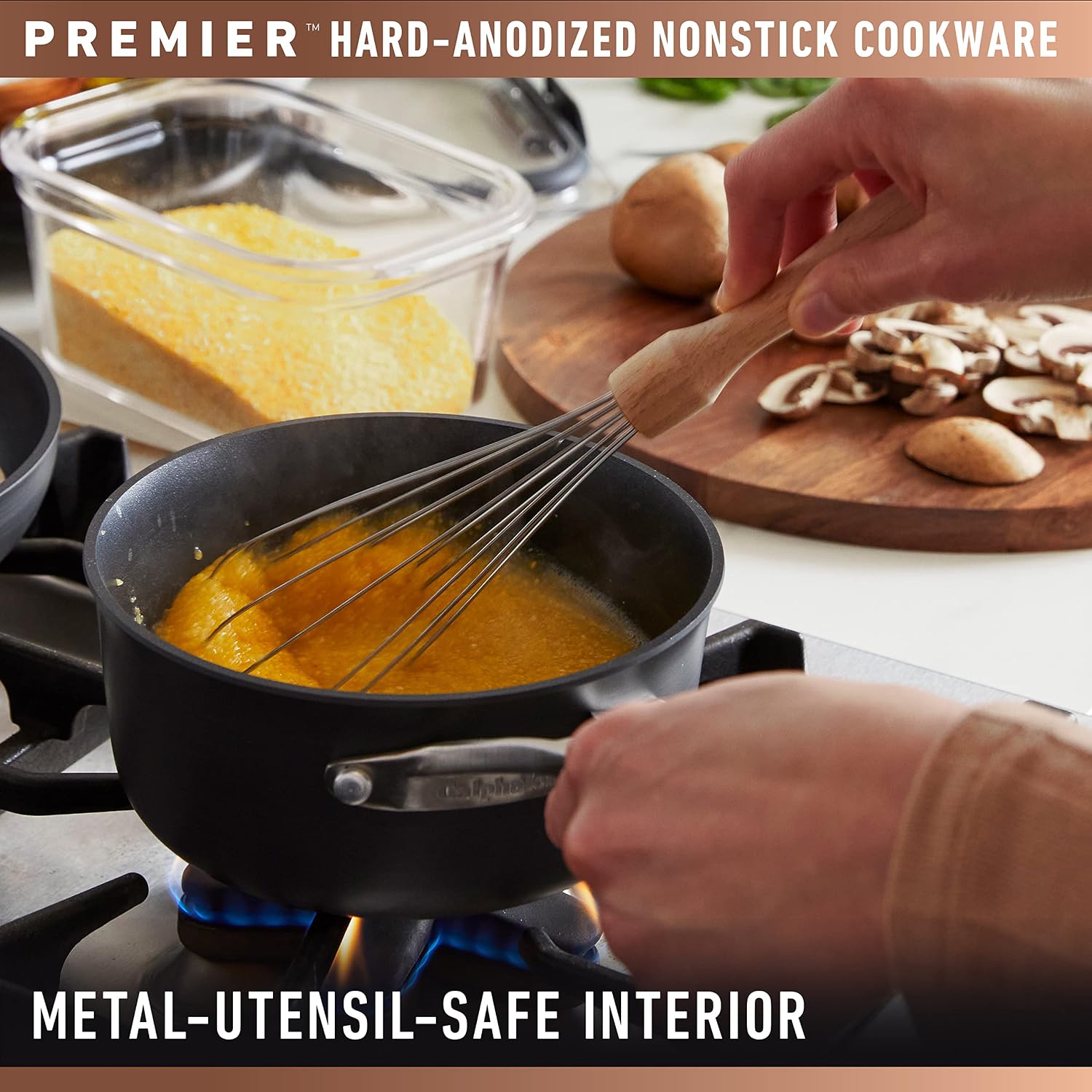 Calphalon Signature Hard-Anodized Nonstick Wok, 12", Flat-Bottom, Oven-Safe, PFOA-Free, Black