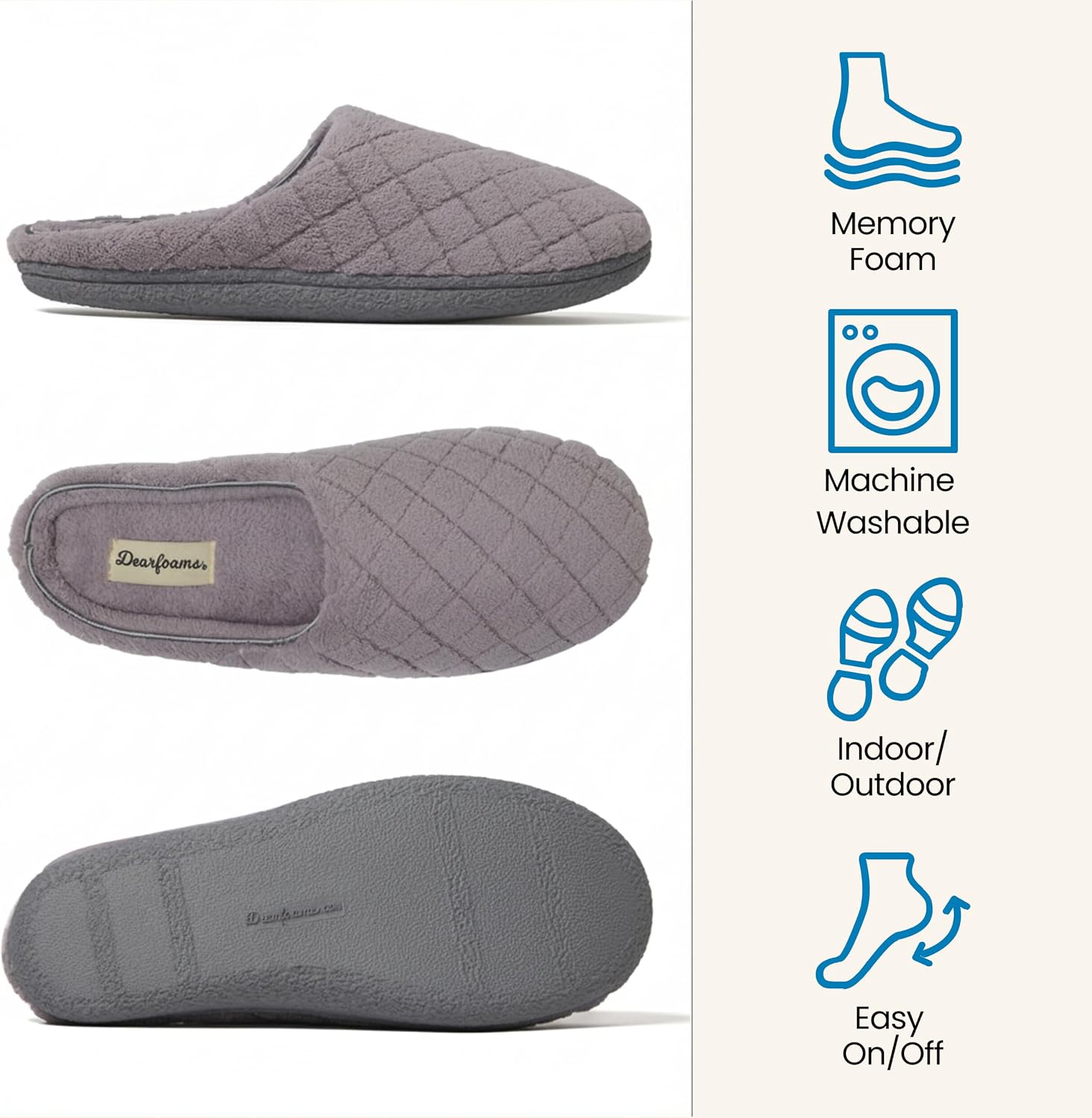 Leslie Terry Clog House Shoes with Memory Foam, Indoor Slippers with Wide Widths