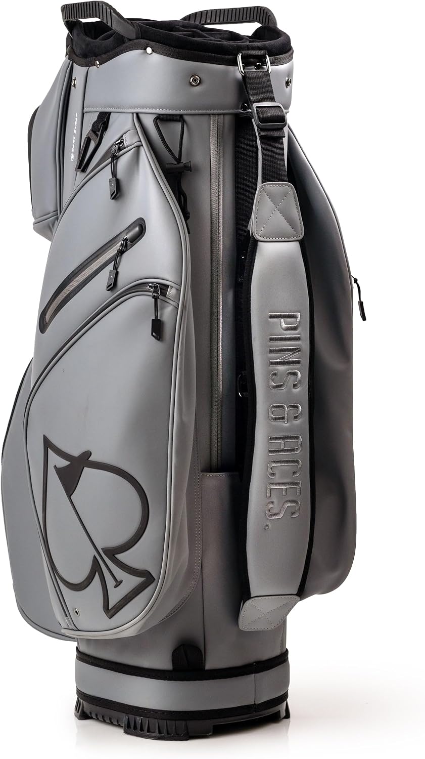 Pins & Aces Cart Bag - 14-Way, Full Length Dividers, Single Strap - Velvet Lined (Ash)