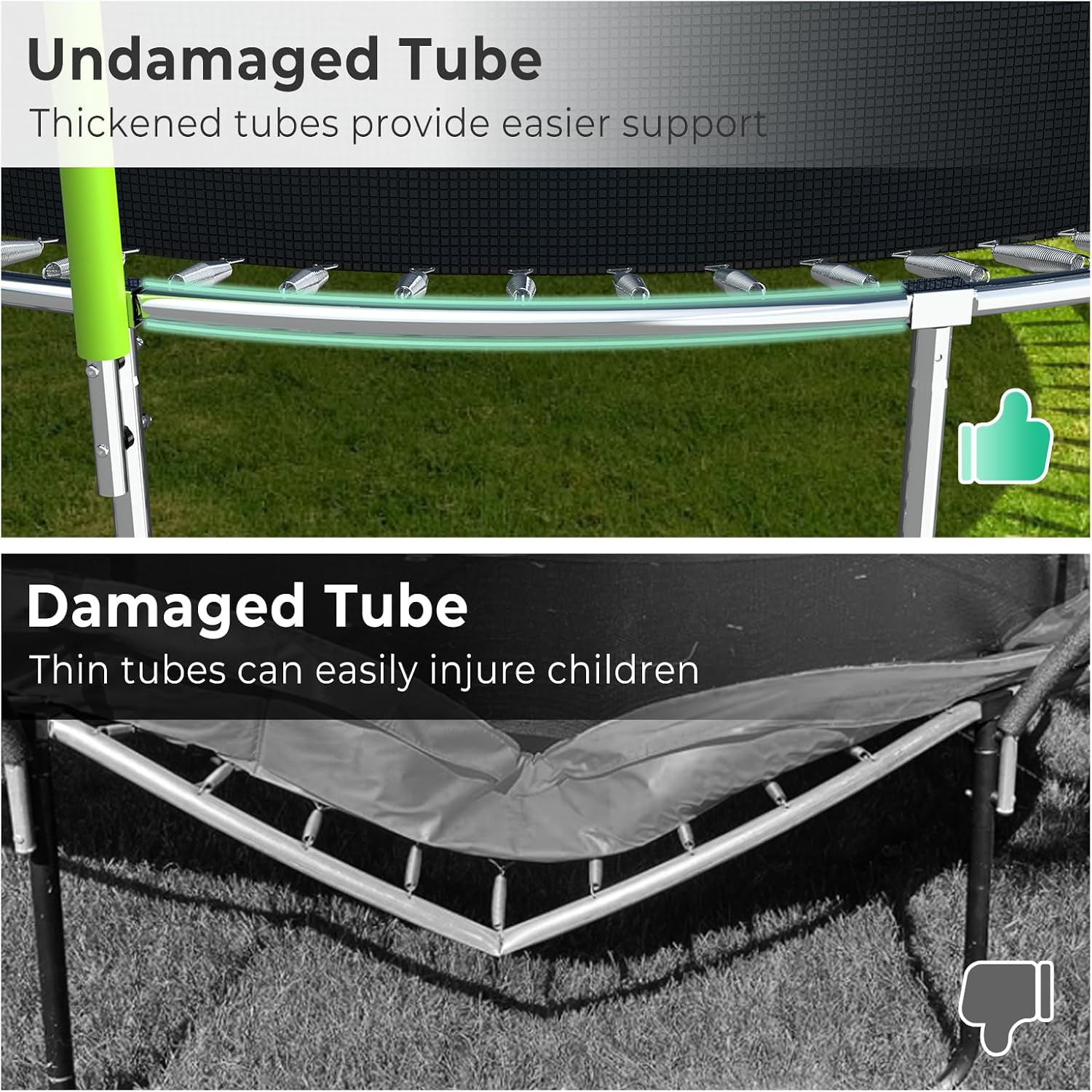 10 12 14 16FT Trampoline Outdoor, Light/Sprinkler/Basketball Hoop | Large Recreational Trampoline for Kids and Adults, Heavy Duty Yard Trampolines with Enclosure Net, ASTM Approval