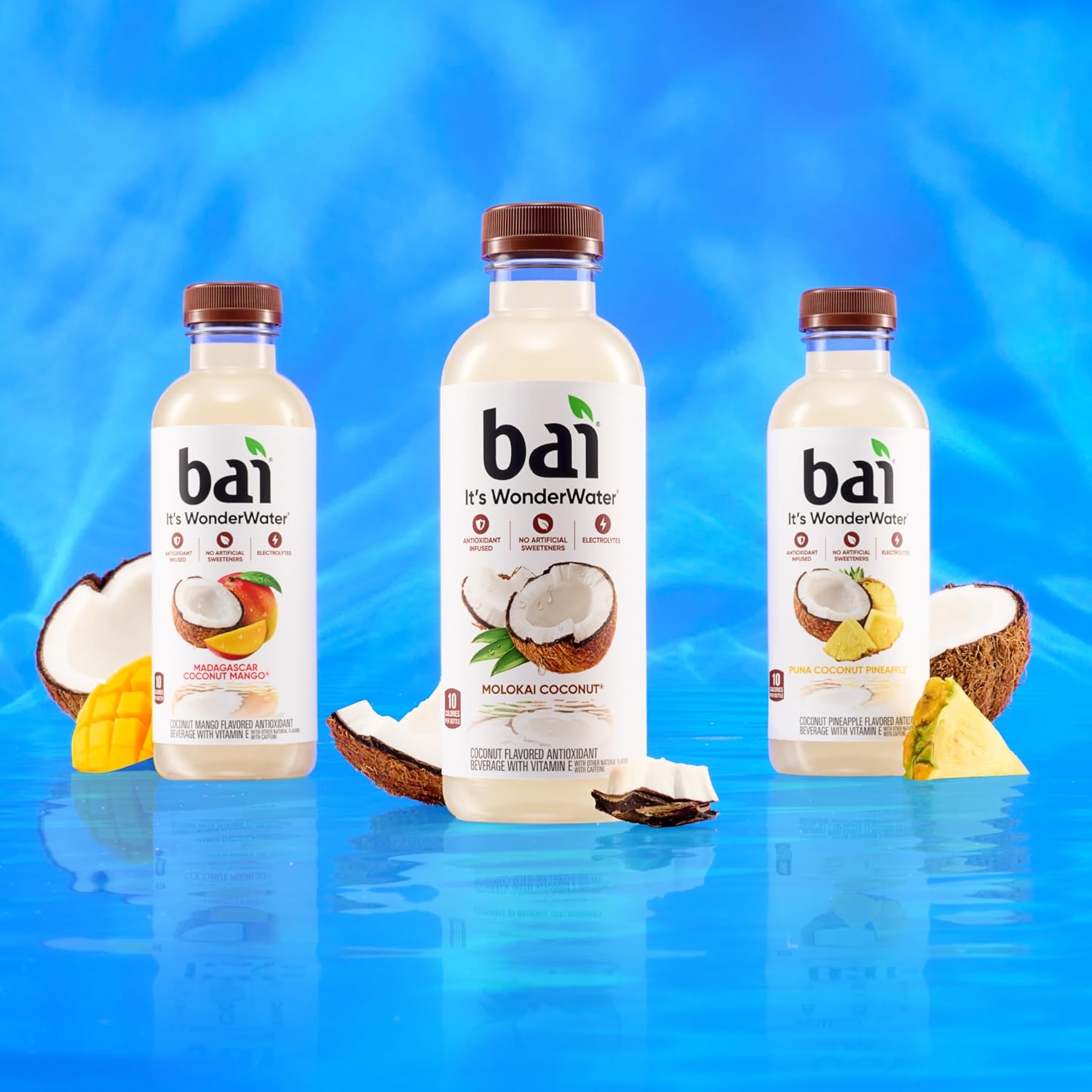 Bai Coconut Variety Pack, Antioxidant Infused Water Beverage, with Vitamin C and No Artificial Sweeteners, 18 fl oz bottles, 12 pack