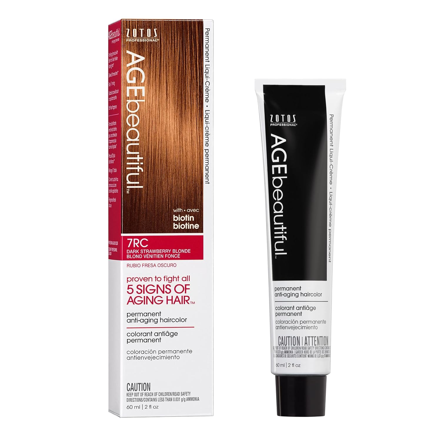 AGE beautiful Permanent Hair Color Cream, 100% Gray Coverage Hair Dye with Biotin Anti-Aging Formula for Fuller, Thicker Hair, Professional Salon Quality