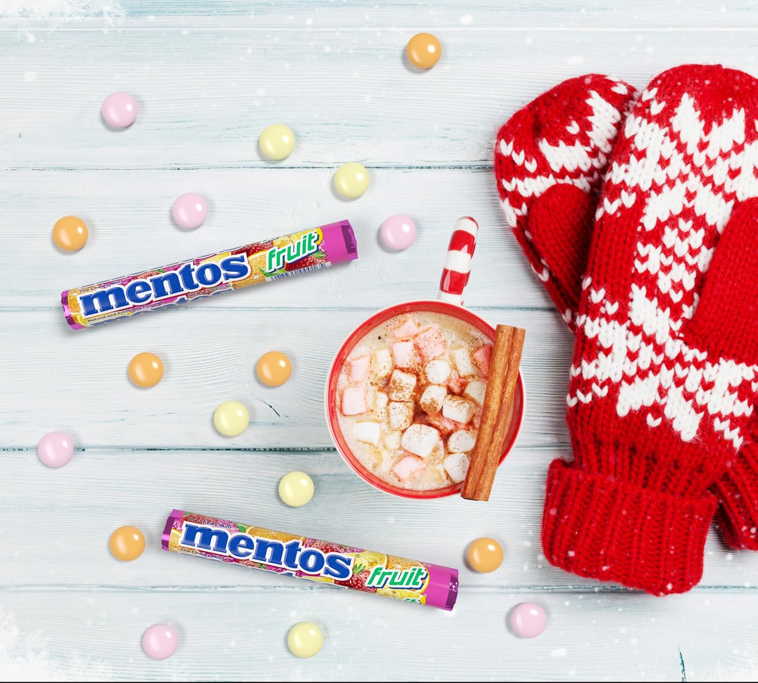 Mentos Fruit Chewy Mint Candy Roll, Mixed Fruit Flavors, Valentine's Day Candy for Parties & Favors, 14 Pieces Per Roll (Pack of 6) | Individually Wrapped Candy for Kids & Adults, Bulk Candy, Great for Parties, Birthdays, Holidays