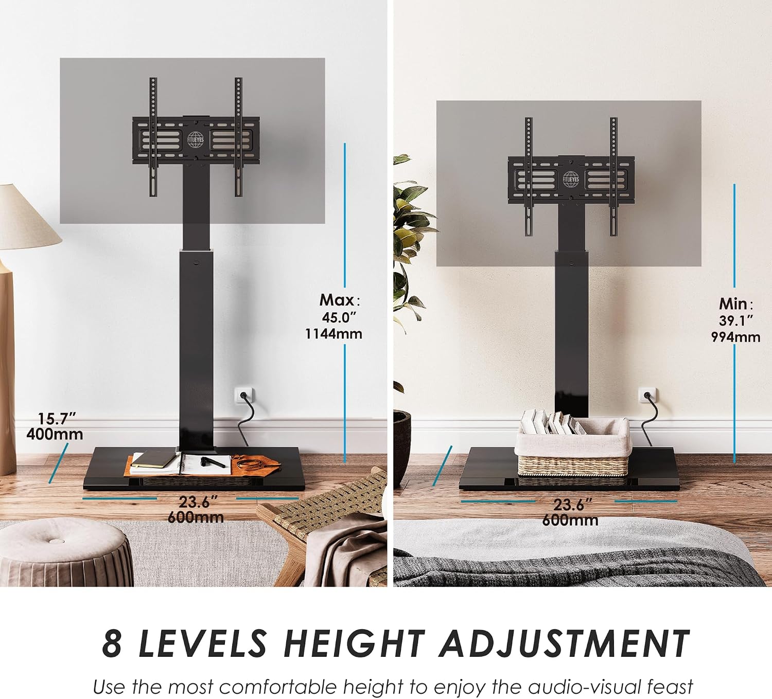 FITUEYES Iron Base Universal Floor TV Stand for 32-65 Inch TVs, Black