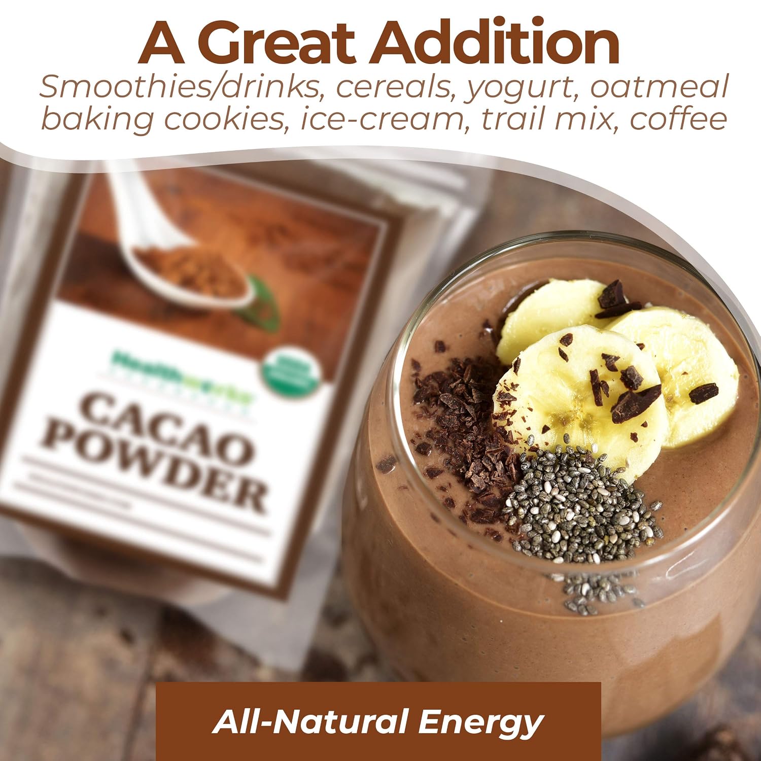 Healthworks Superfoods Organic Cacao Powder 1 lb Unsweetened Vegan Non-GMO | Organic, Unsweetened, Antioxidant, Magnesium, Non-GMO, Vegan, Keto, For Baking, For Smoothies, For Hot Chocolate, Paleo