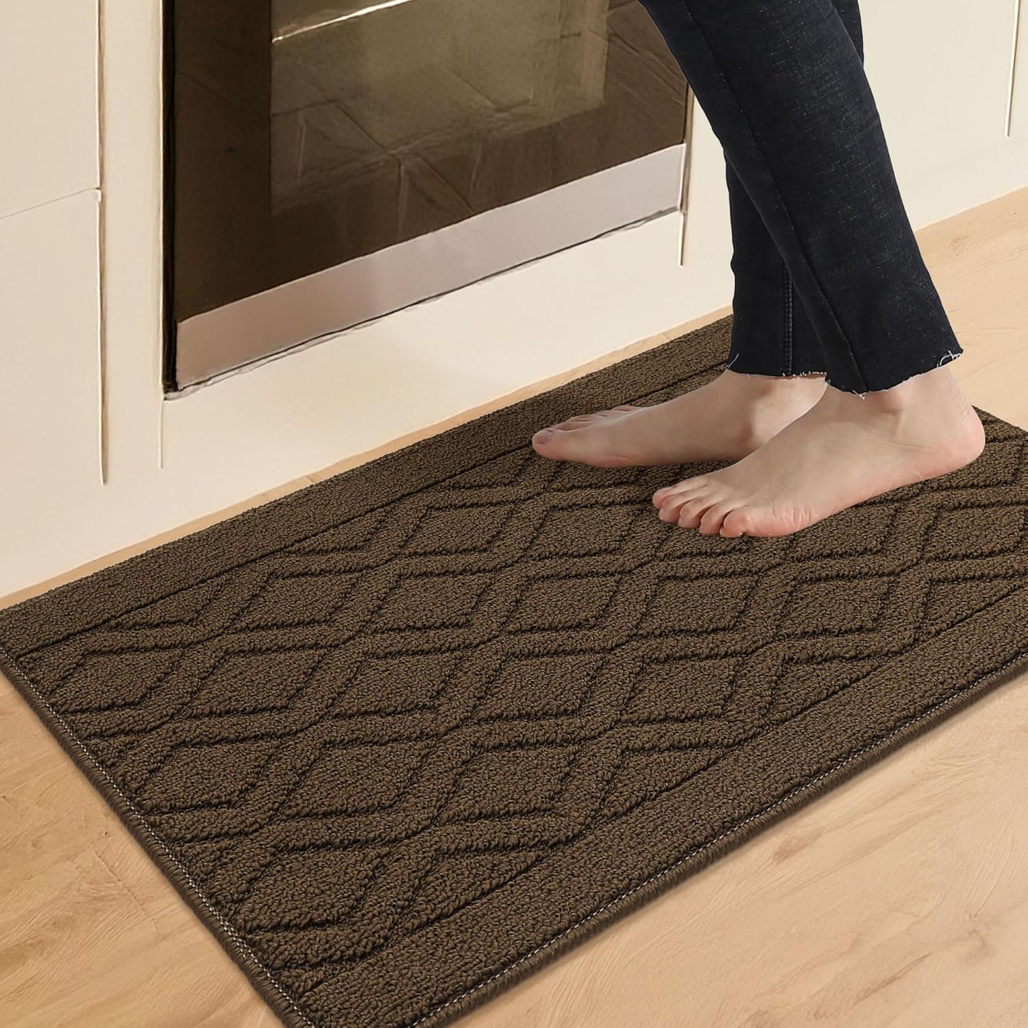 COSY HOMEER 48x20Inch/30X20Inch Kitchen Rug Mats,Grey