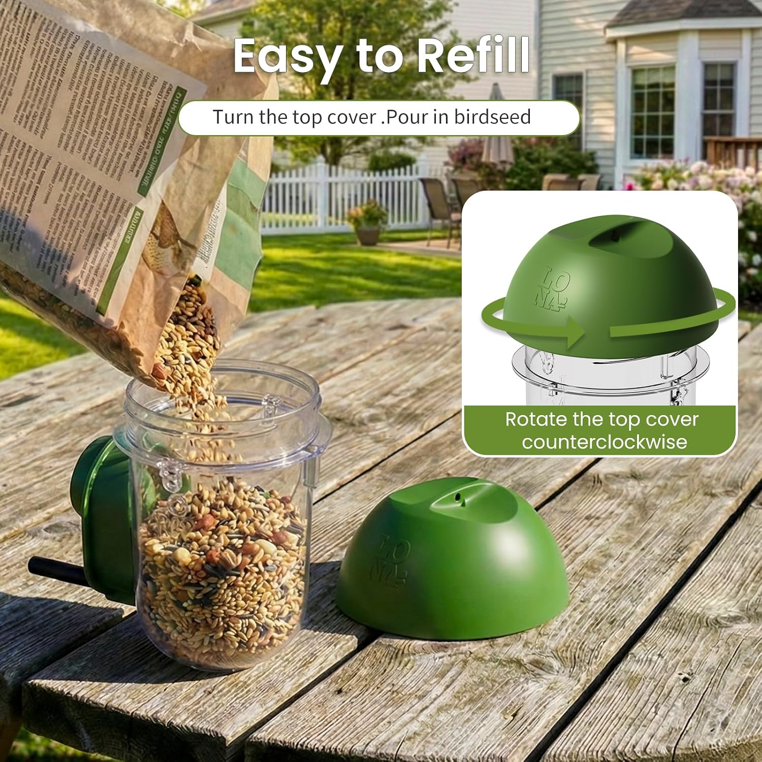 LONA Bird Feeders for Outdoors, Tube Feeder Weatherproof with Multiple Hanging Methods, Wild Bird Feeding Silo for Outside, 3 Port
