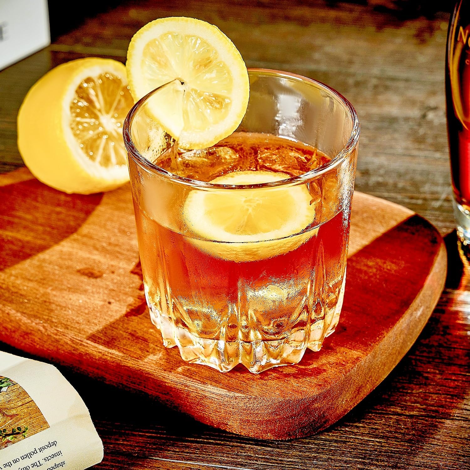 GLASKEY 12 oz Storm Japanese Whiskey Glasses Set of 4, Unique Cognac Glasses, Heavy Thick Bottom Bar Glass for Scotch Bourbon Rum Gin Water Cocktail,Gifts Men Gifts Ideas