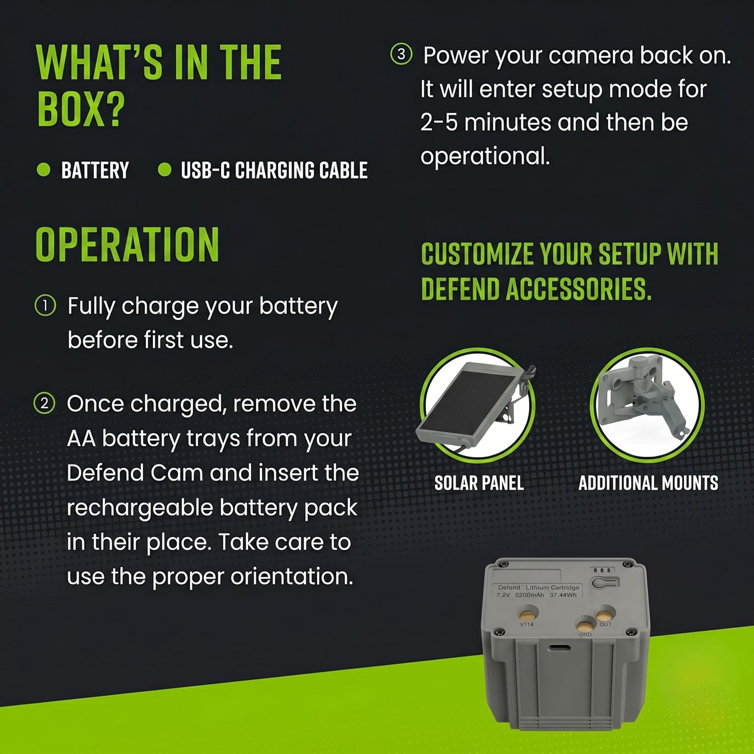 TACTACAM Defend Rechargeable Battery for Security Camera | Reusable power source, enables off-grid deployment anywhere