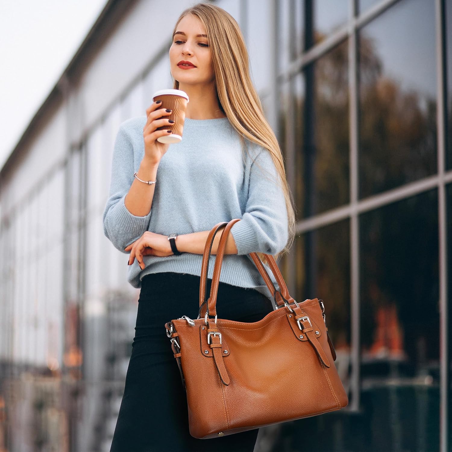 HESHE Leather Purses and Handbag for Women Shoulder Bag Tote Top Handle Bag | Genuine Designer Large Capcity Hobo Crossbody Satchel Travel Work Ladies Zippered Ladies Daily Bag Adjustable Long Strap