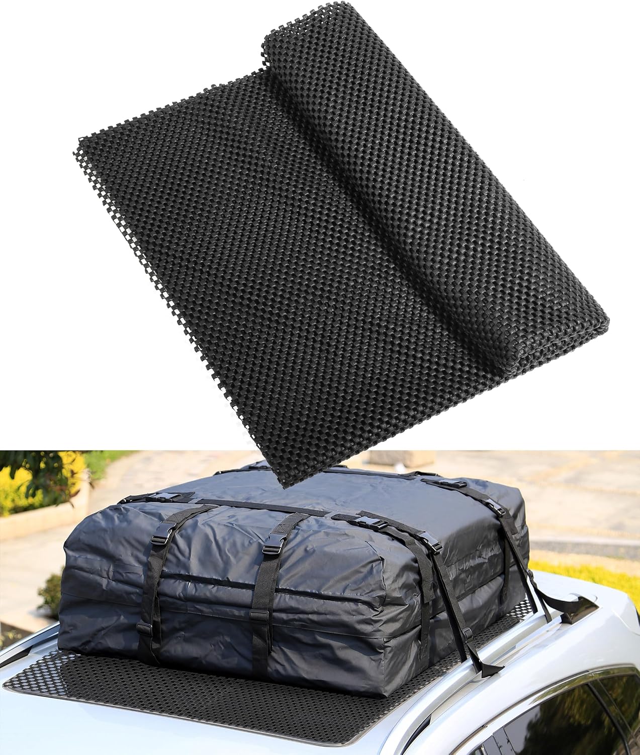 Roof Rack Pads, 51"x43" Rooftop Cargo Bag Mat, Car Accessories Roof Cargo Bag Protective Mat, Roof Mat Car Skid Proof Mat