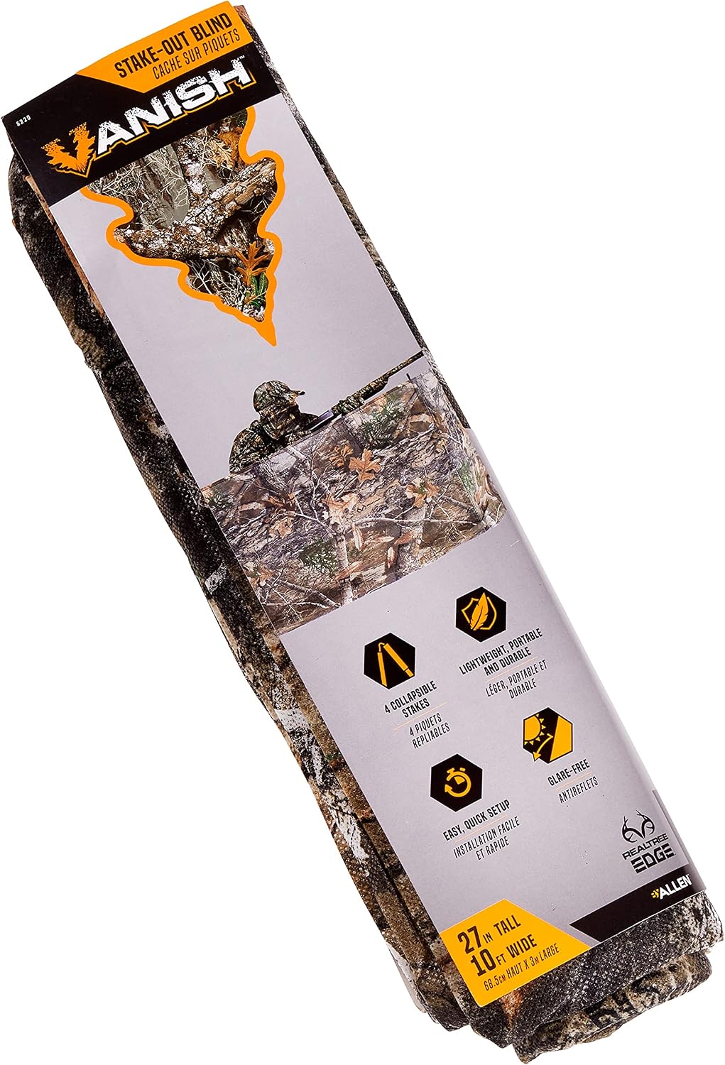 Allen Company Portable Ground Blind for Turkey and Deer Hunting - Outdoor Shooting Gear - Comes with Stakes for Easy Set Up - Realtree Edge Camo