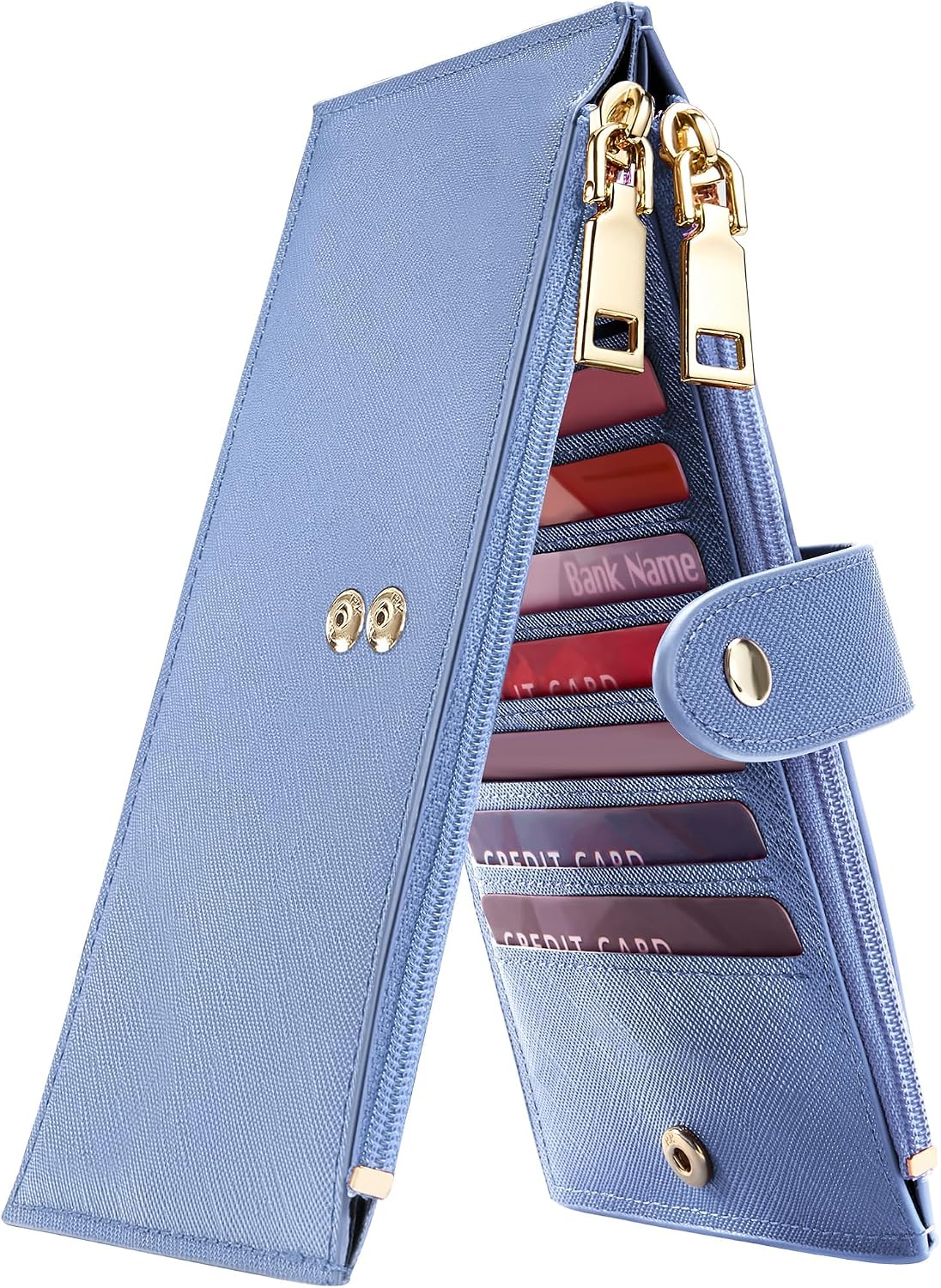Travelambo RFID Wallet Women Large Size Bifold Multi Card Wallet Case with Zipper Pocke Credit Card Holder for Women