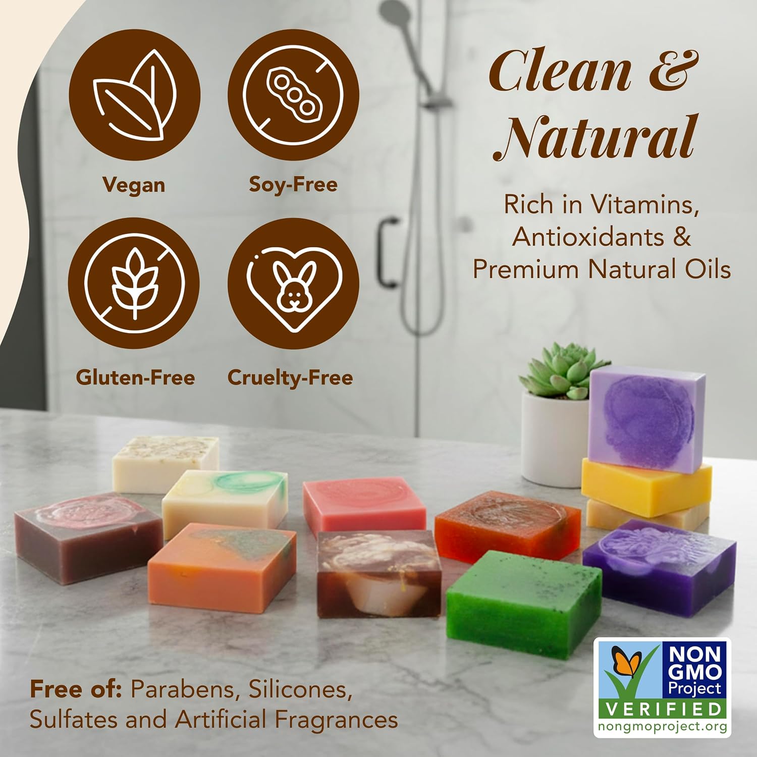 Saavy Naturals Hydrating & Purifying Mini Soap – Plant-Based, Nourishing & Moisturizing Bar Soap Gift Set for Men & Women – Mini Square Shaped Artisan Bar Soaps, 10 pack