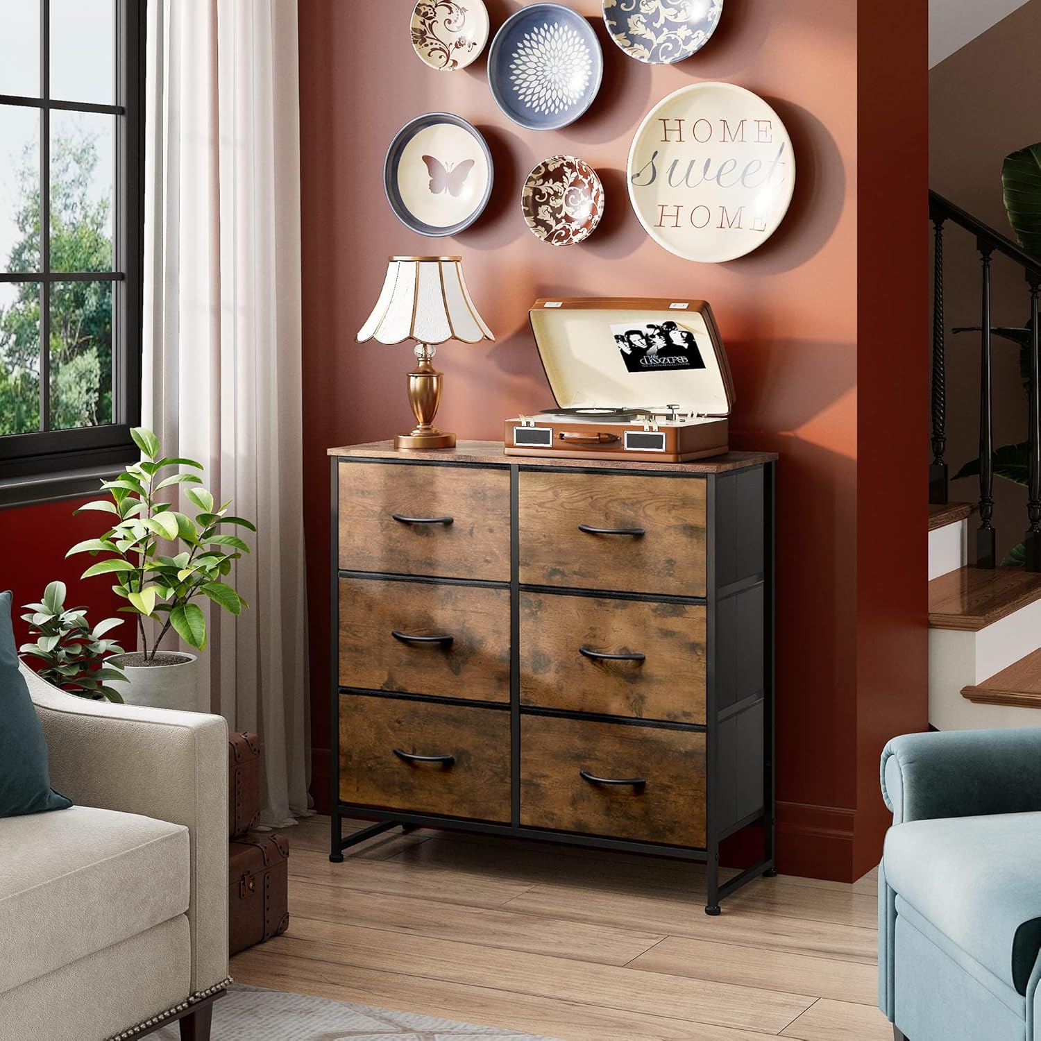 WLIVE Dresser for Bedroom with 6 Drawers, Light Grey