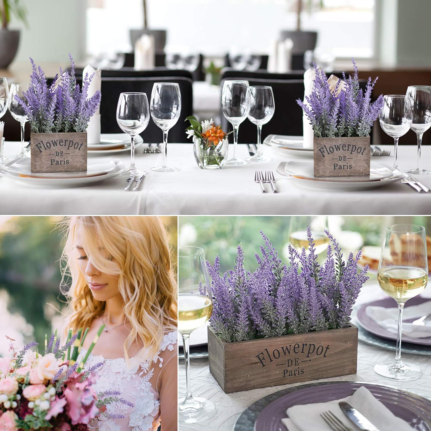 10 Bundles Fake Flowers Artificial Lavender Plants, Purple