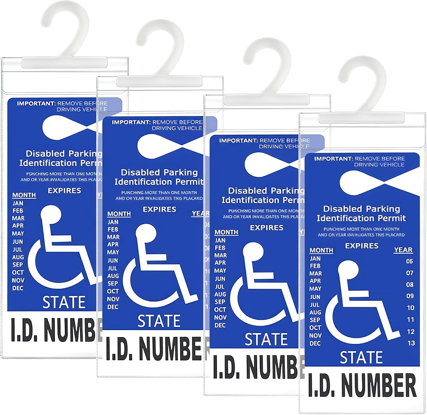 LotFancy Handicap Parking Placard Holder Cover, Disabled Parking Permit with Large Hanger for Autos, Pack of 4