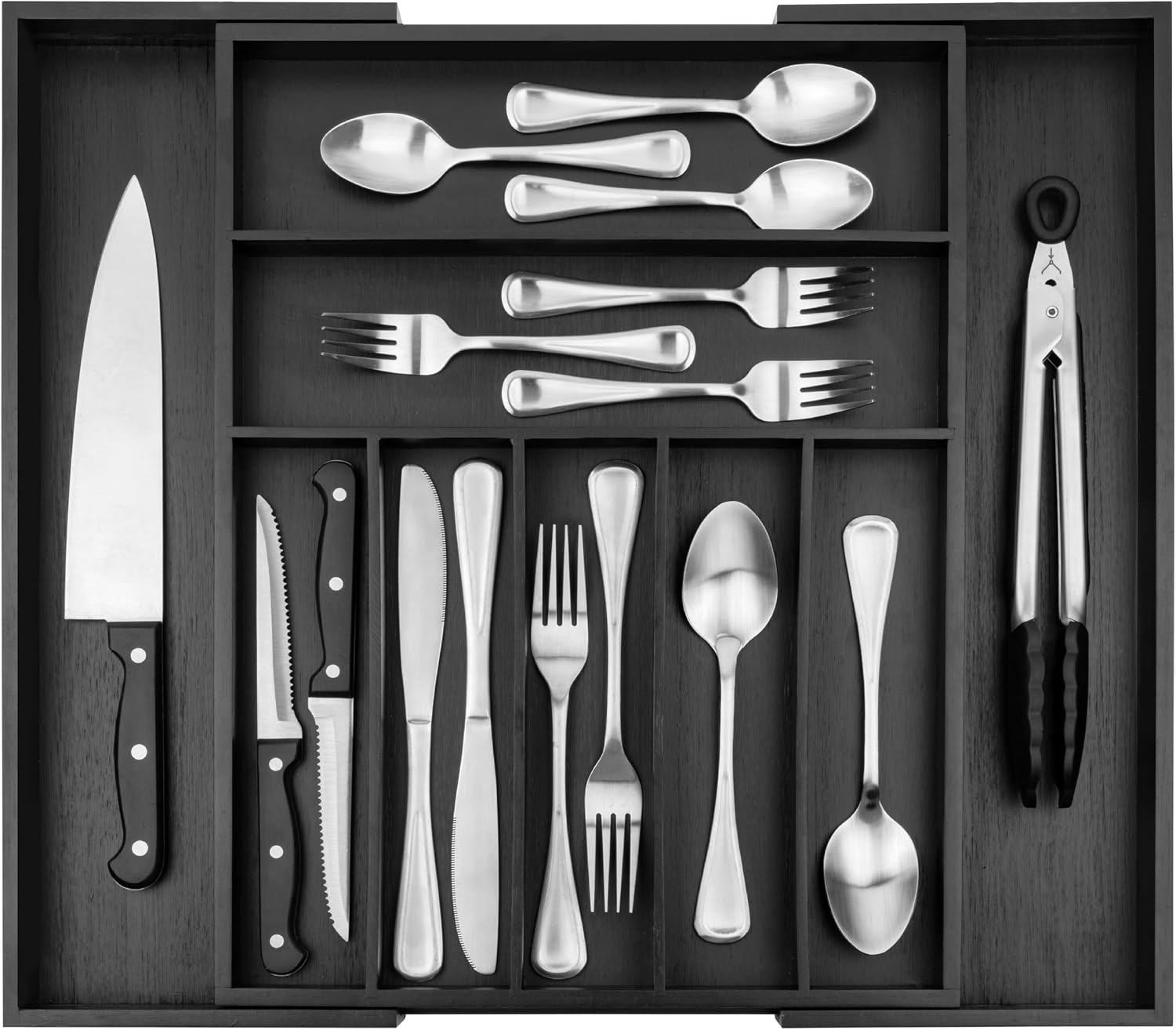 Purawood Kitchen Drawer Organizer - Expandable Utensil Drawer Organizer for Kitchen, Cutlery Tray & Silverware Organizer