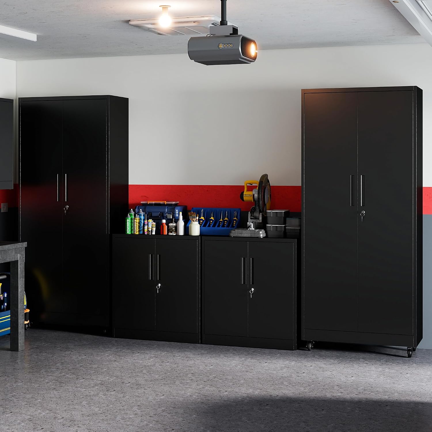 Metal Storage Cabinet for Garage, Tool Cabinet, Utility Cabinet | Wheeled, Rolling Tool Cabinet, 6 Drawers, Top Countertop, Pegboard, Assembly Required, Black