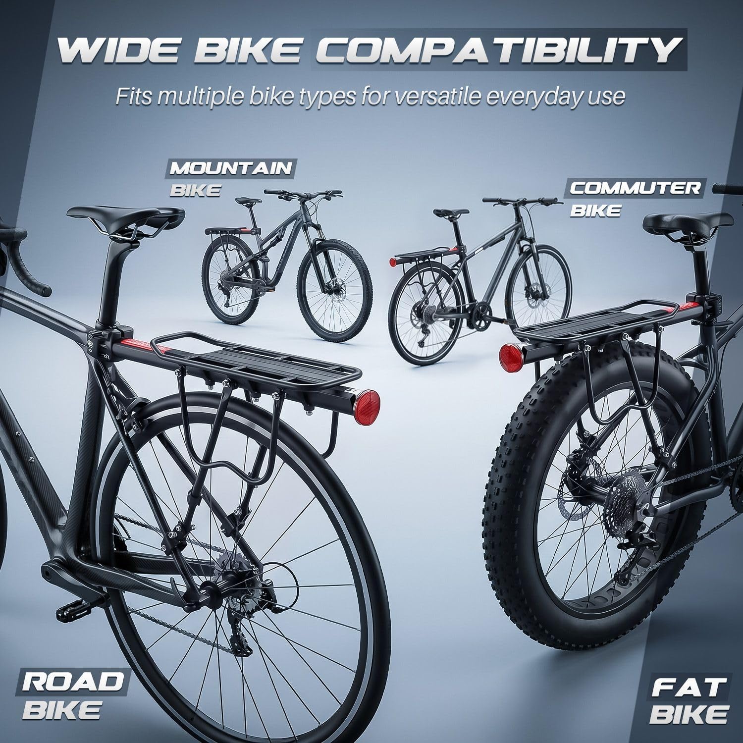 Flexzion Bike Rear Rack Mount - Bicycle Back Seat Pannier Luggage Backpack Cargo Basket Carrier Rack Adjustable Aluminum Alloy for Road MTB Mountain
