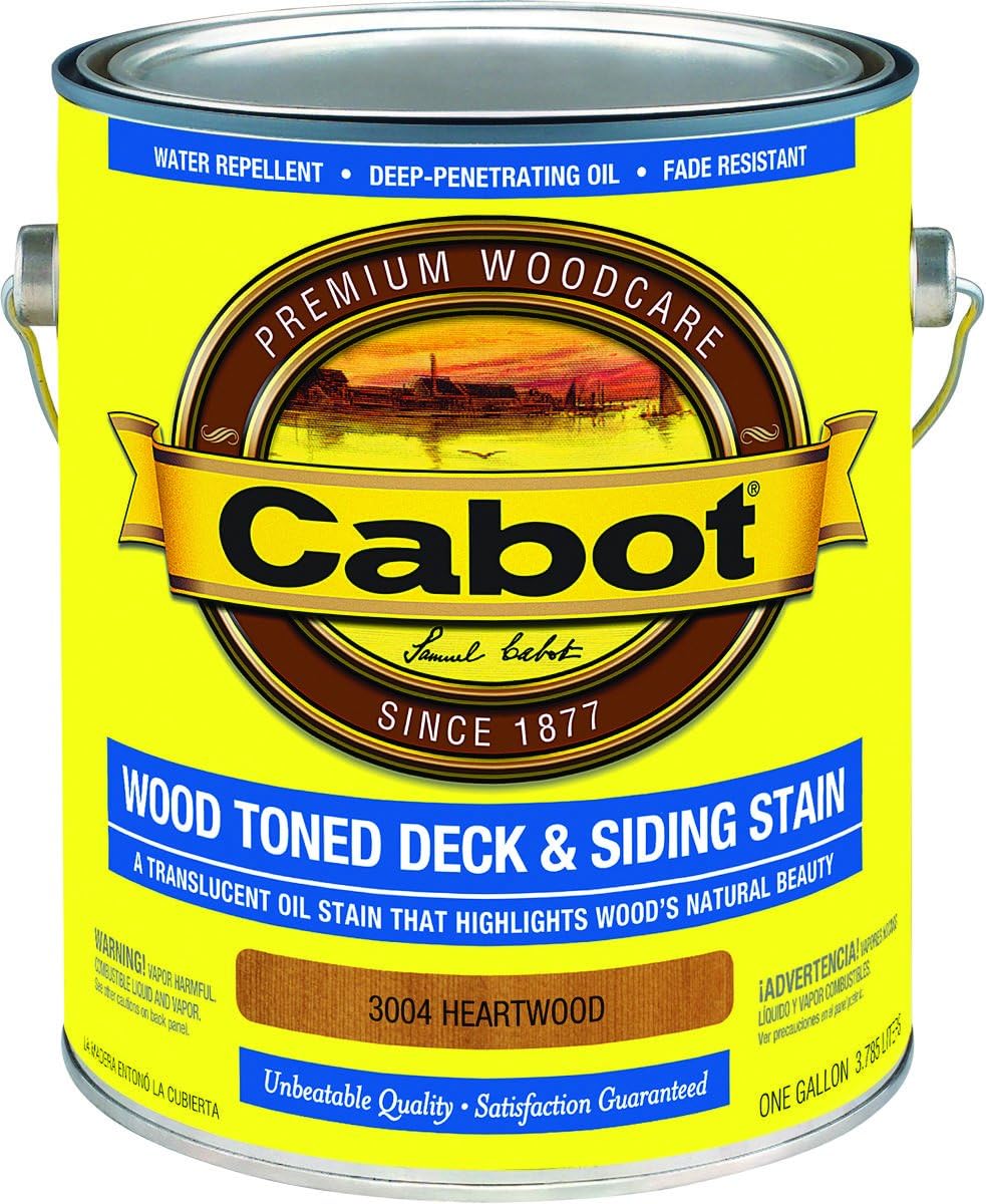 Cabot Wood Toned Stain + Sealer, Exterior Natural Wood Stain, Heartwood, Gallon