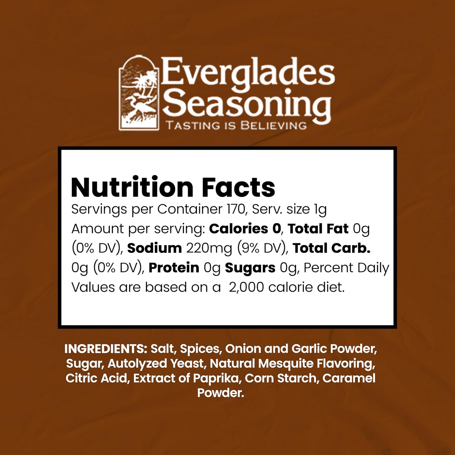 Everglades Cactus Dust BBQ Seasoning - Gluten Free - Mesquite, 6 oz | Southern Cuisine Blend, No Pesticides, Caramelized Crust