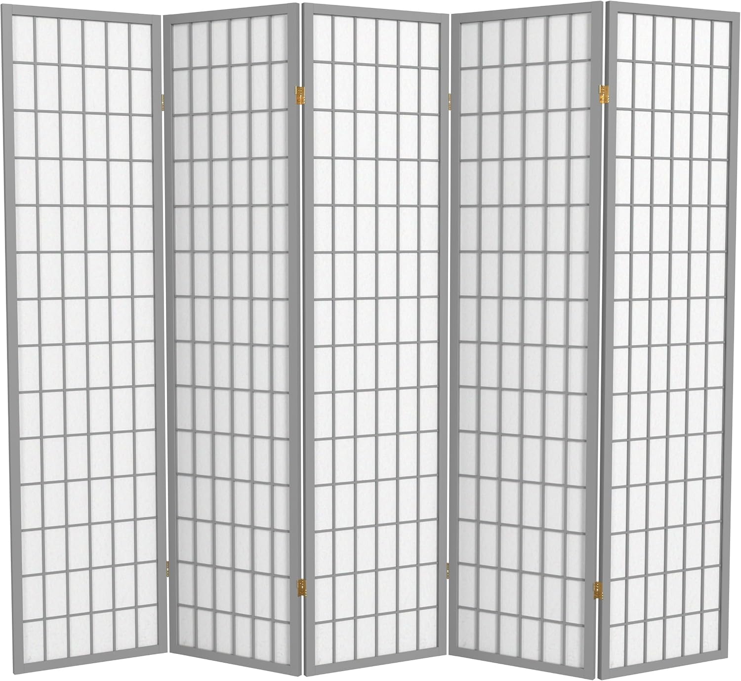 Red Lantern 6 ft. Tall Window Pane Shoji Screen - Walnut - 5 Panels