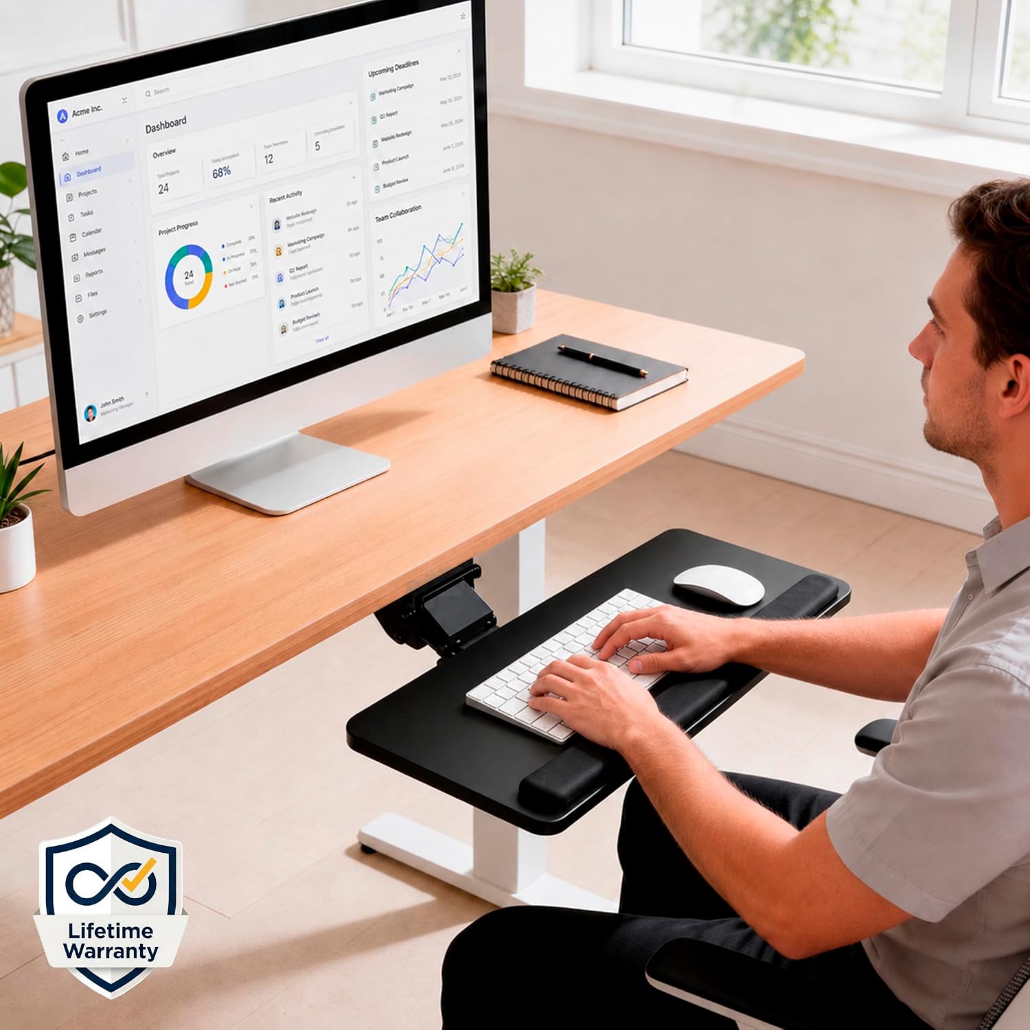 Mount-It! Under Desk Keyboard Tray, Slide-Out Keyboard Drawer with Height, Tilt and Swivel Adjustment