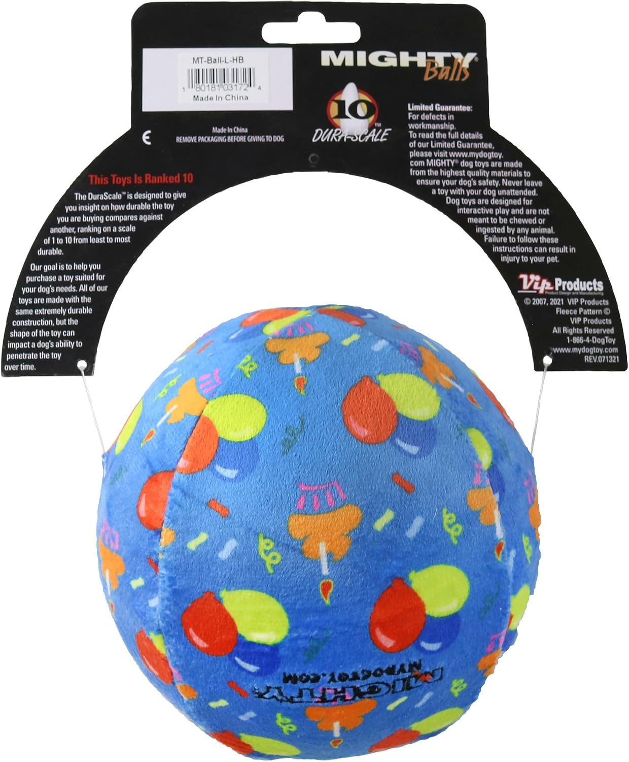 MIGHTY Tuffy 2 Pack Medium Ball Dog Toy: Ultra Durable Plush Toy with Multiple Layers & Reinforced Seams, Washable and Floats, Vinyl Ball & Fleece