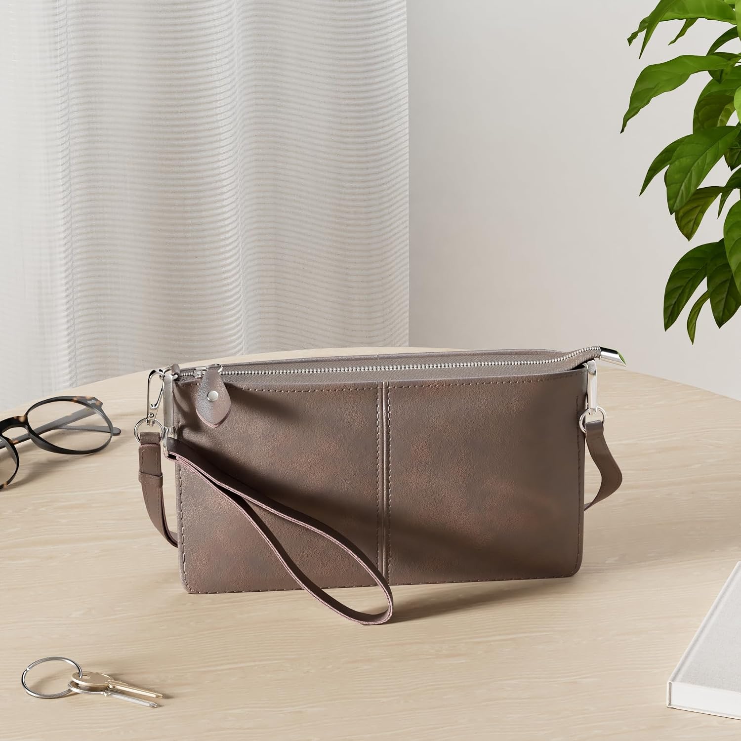 befen Genuine Leather Small Crossbody Bags for Women Wristlet Wallet Purses | Real Leather, RFID Blocking Card Slots, Wristlet Strap, Clutch Purse, Fit iPhone 17 Pro Max, Leather Handbags