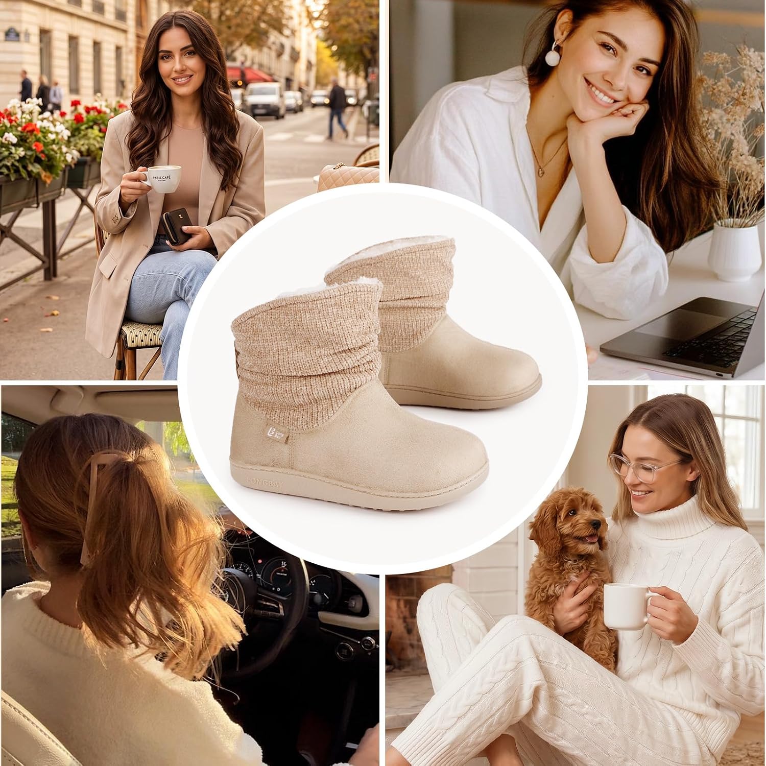 LongBay Slippers Boots for Women Warm Winter Fuzzy Bootie House Shoes Gifts