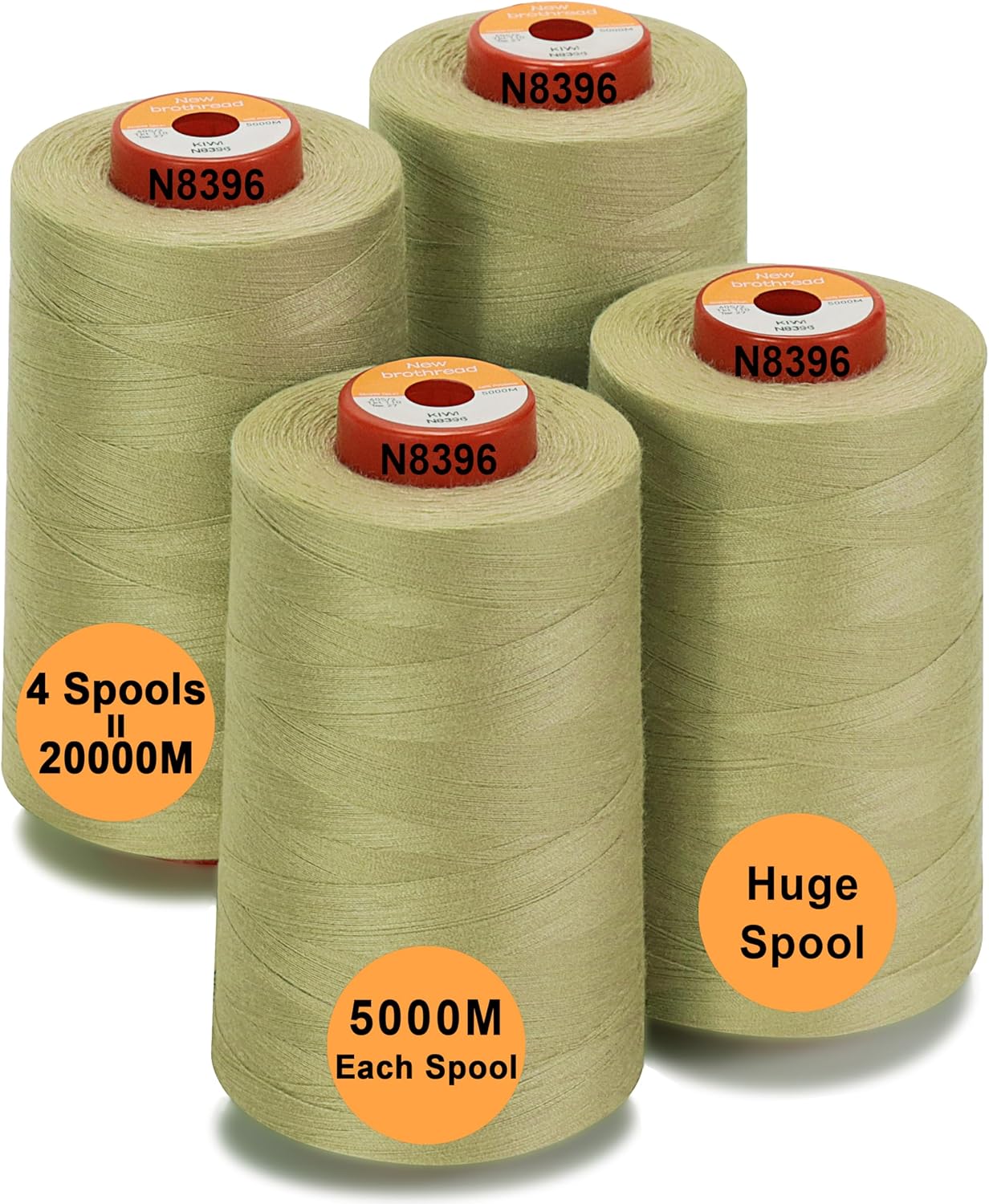 New brothread 4 Large Cones All Purpose Polyester Thread -Cream