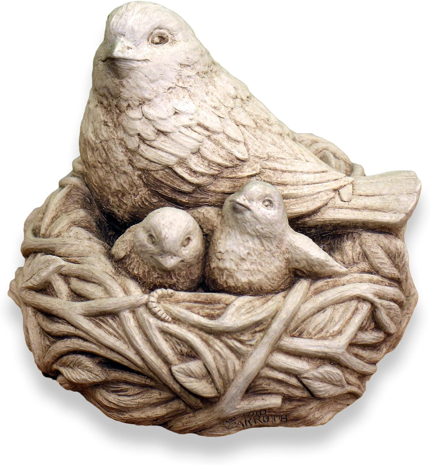 Carruth Studio, Full Nest Garden Statue Figurine, Original Sculpture Handcrafted in Stone, Artisan Made