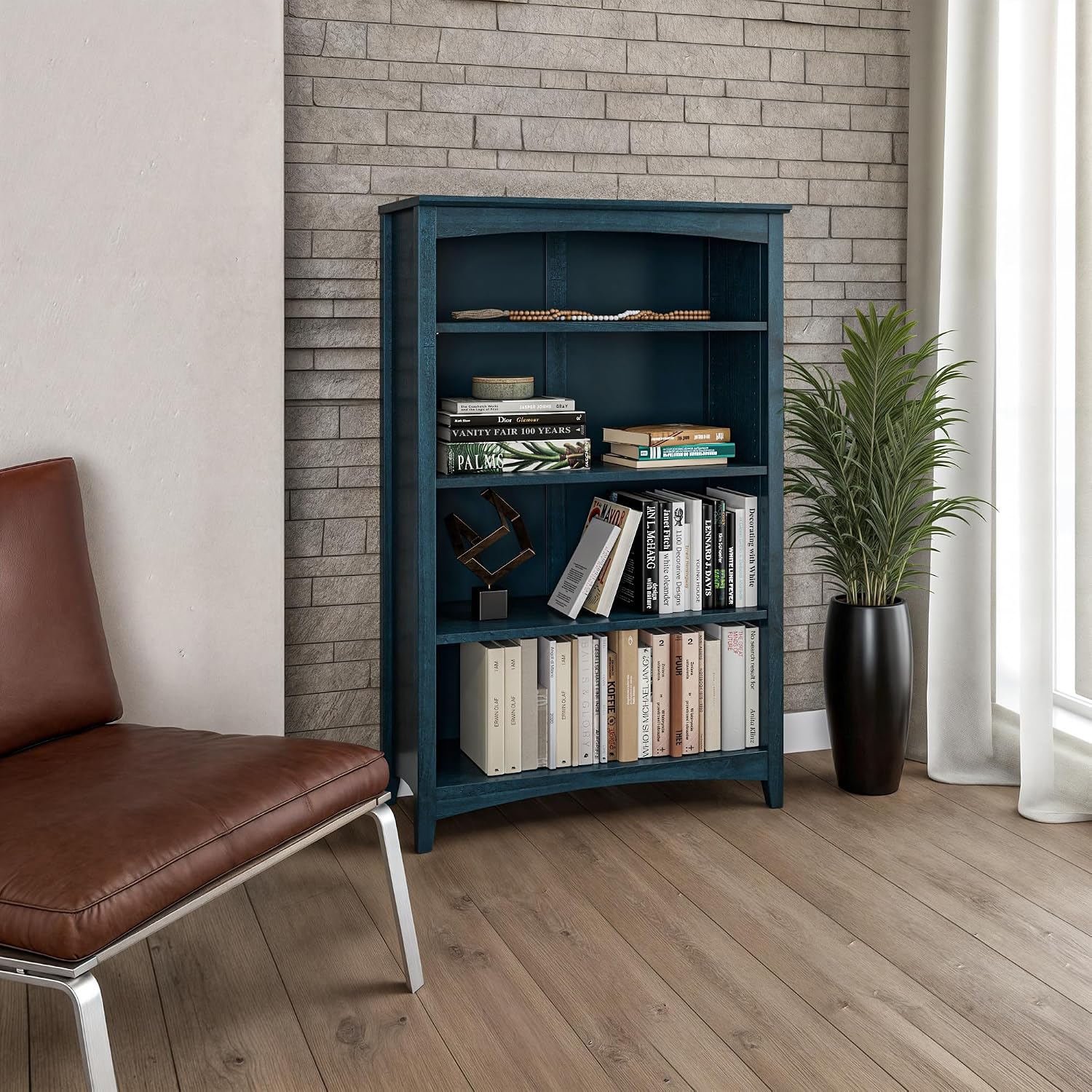 Shaker Style 3 Shelf Bookcase / Solid Wood / 36" High / Adjustable Shelving / Closed Back / Display Bookshelf for Living Room, Bedroom, Home and Office, White