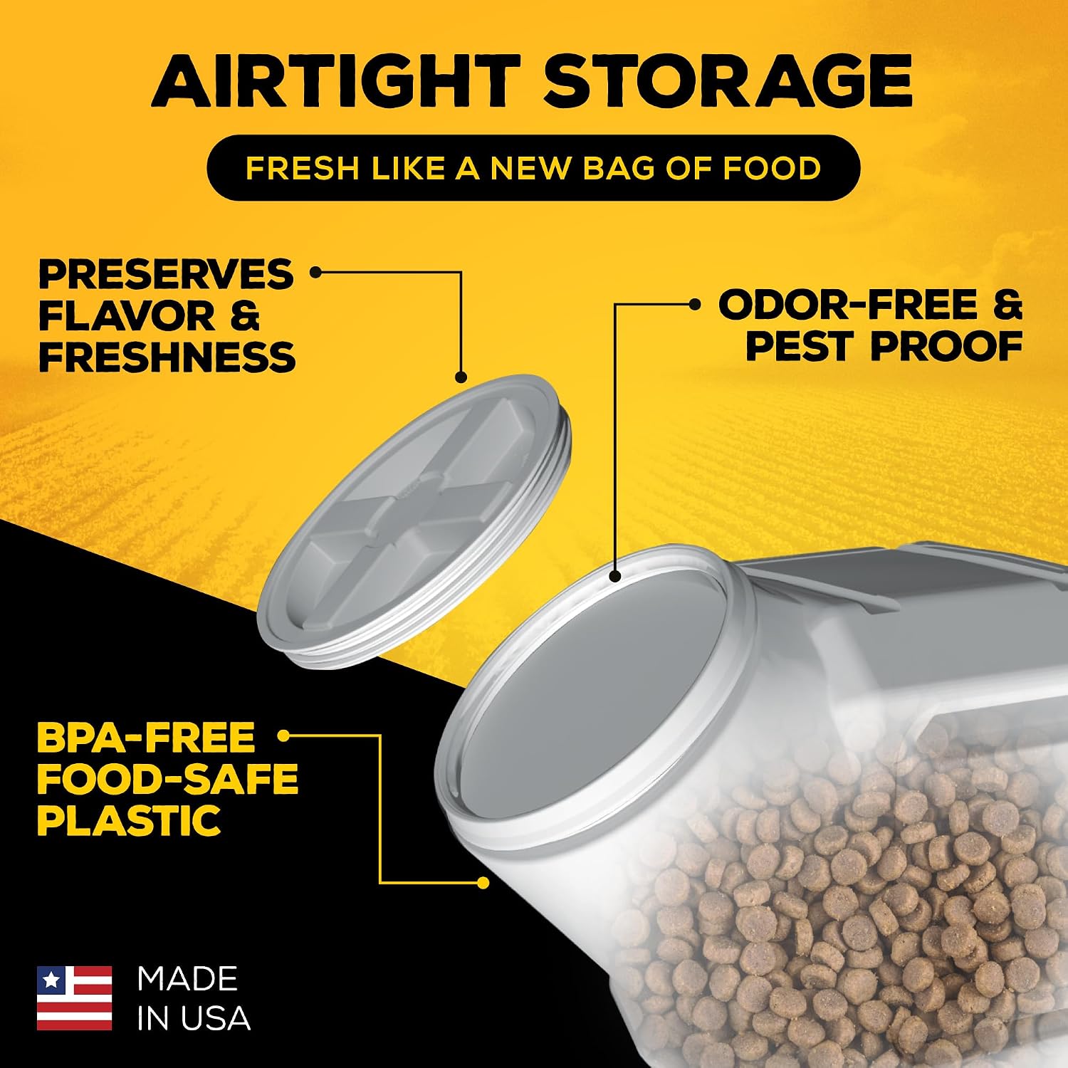 Gamma2 Vittles Vault Pet Food Storage Containers - Sealed Dog and Cat Food Storage Container, Fits up to 25lbs, Made in the USA - [12"L x 13.75"H] | Made in USA, 12 inch long by 13.75 inch tall, airtight lid keeps kibble fresh and pests out, a durable pa…