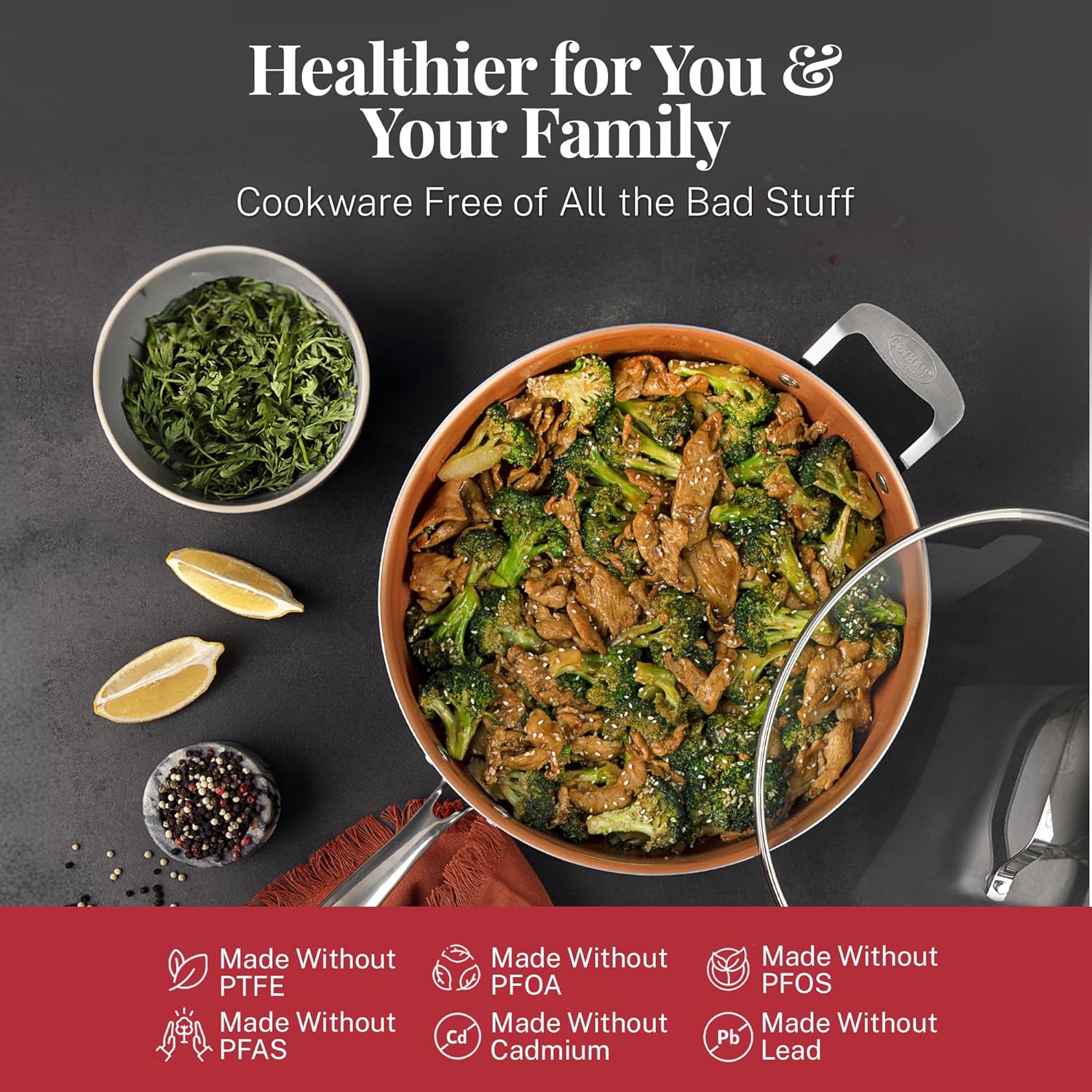 Gotham Steel 20 Pc Pots and Pans Set Nonstick Cookware + Bakeware Set, Complete Ceramic for Kitchen, Non Stick with Lids, Dishwasher / Oven Safe