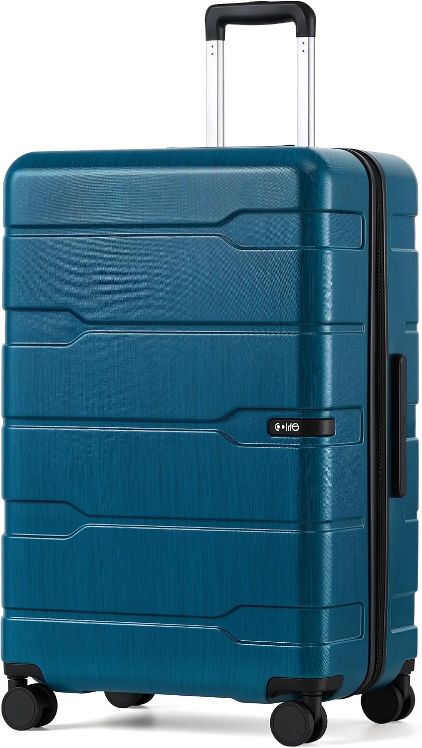 Coolife Medium Checked Luggage Hardside Suitcase with Spinner Wheels, 24in | Lightweight ABS+PC, Rolling Travel Suitcase with TSA Lock, Spinner Wheels, Durable Zipper, Charcoal